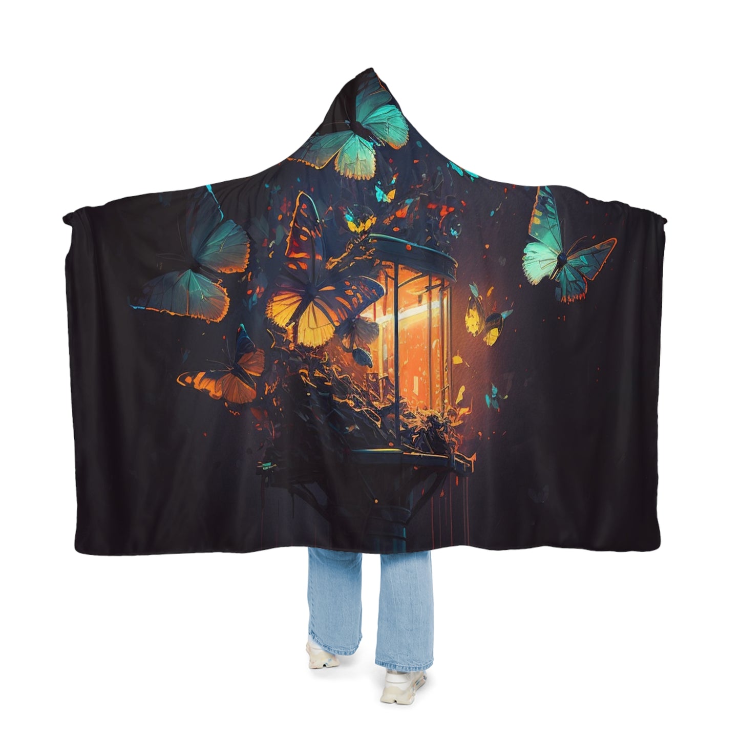 Snuggle Hooded Blanket Street Light Butterfly 1