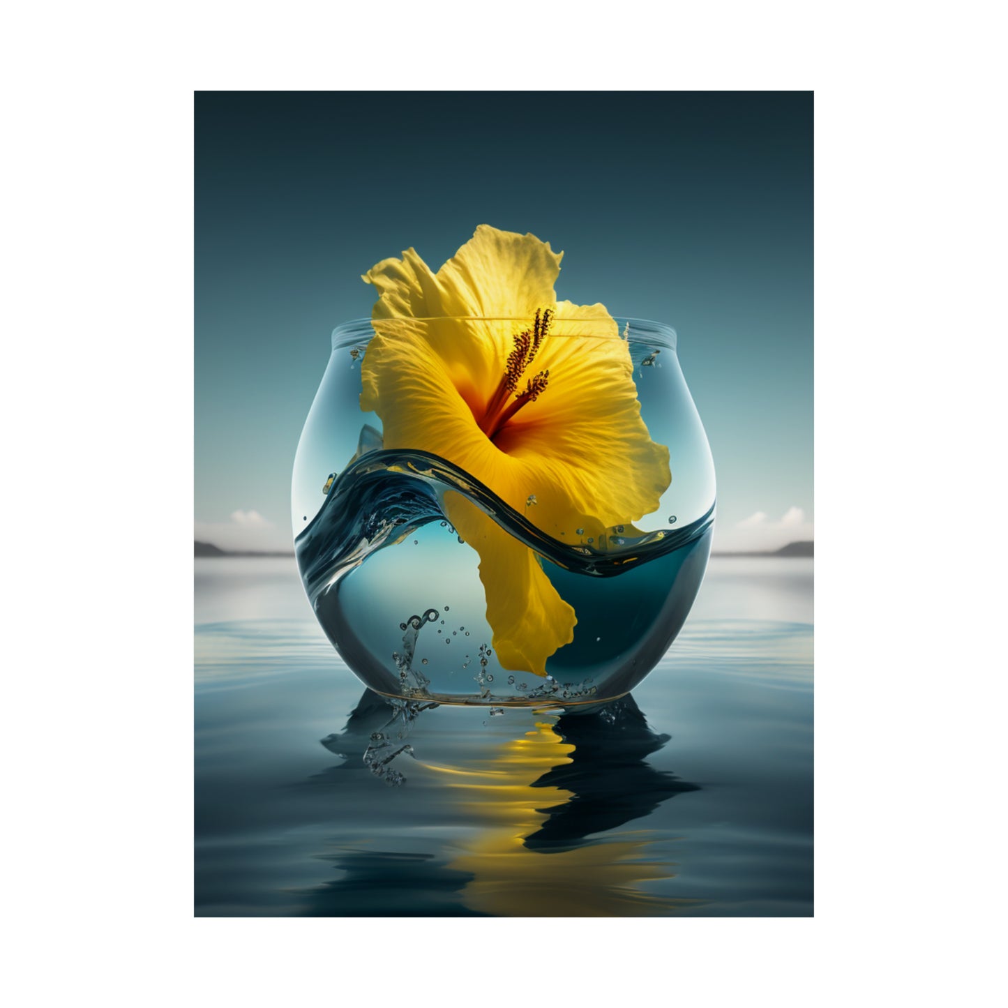 Premium Matte Vertical Posters Yellow Hibiscus glass 4