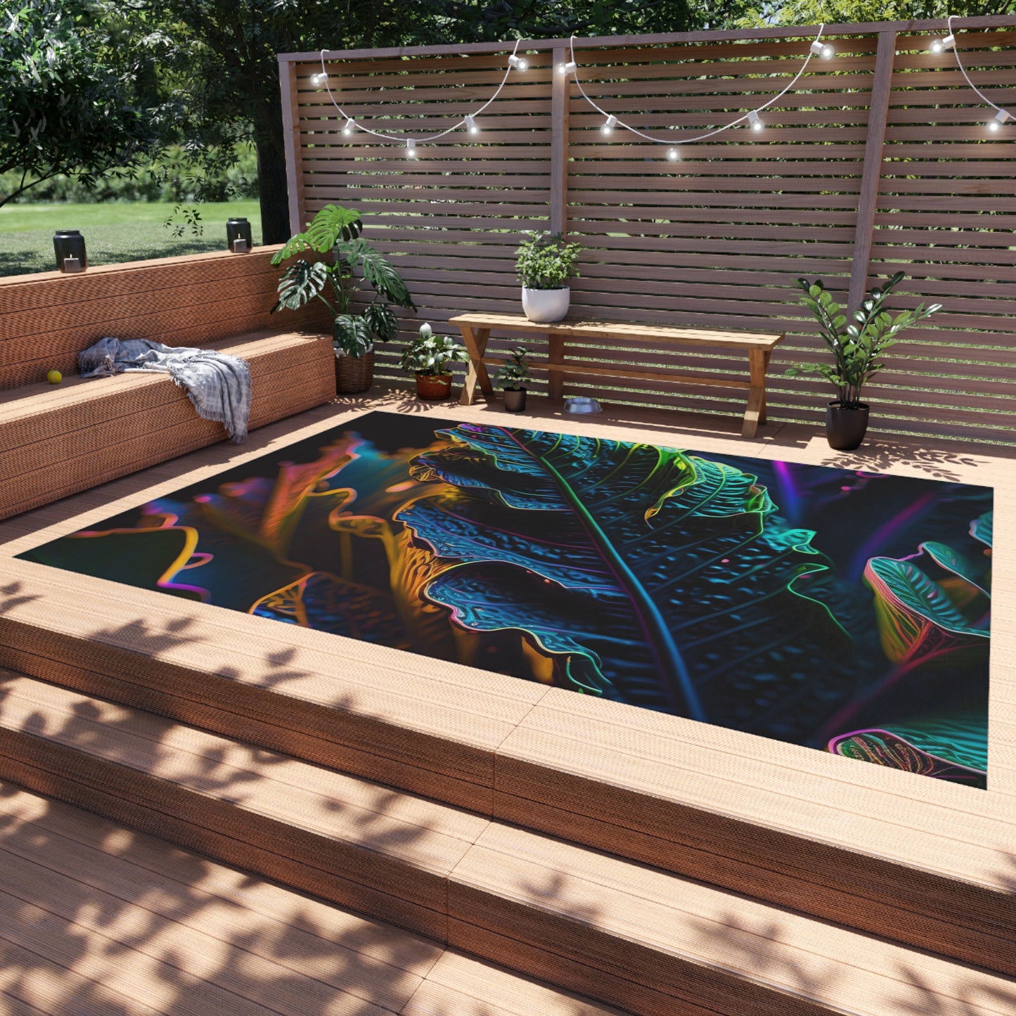 Outdoor Rug  Florescent Skull Death 4