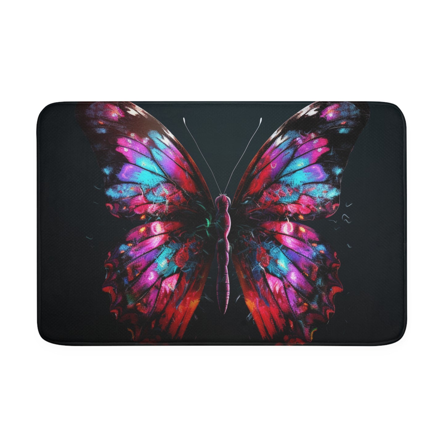 Memory Foam Bath Mat Hyper Colorful Butterfly Macro 3