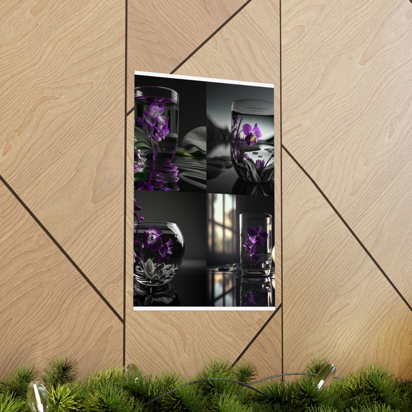 Premium Matte Vertical Posters Purple Orchid Glass vase 5