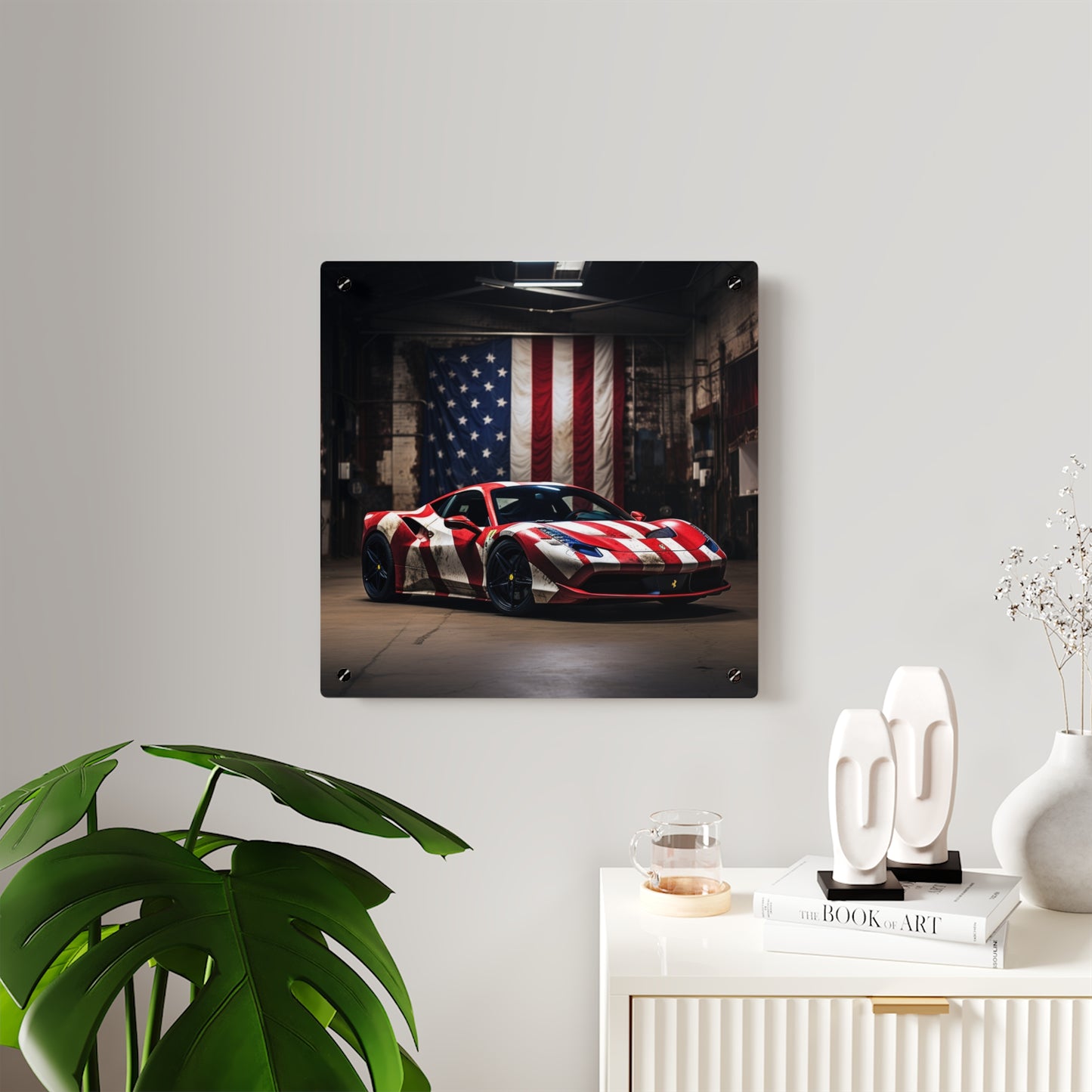 Acrylic Wall Art Panels American Flag Farrari 2