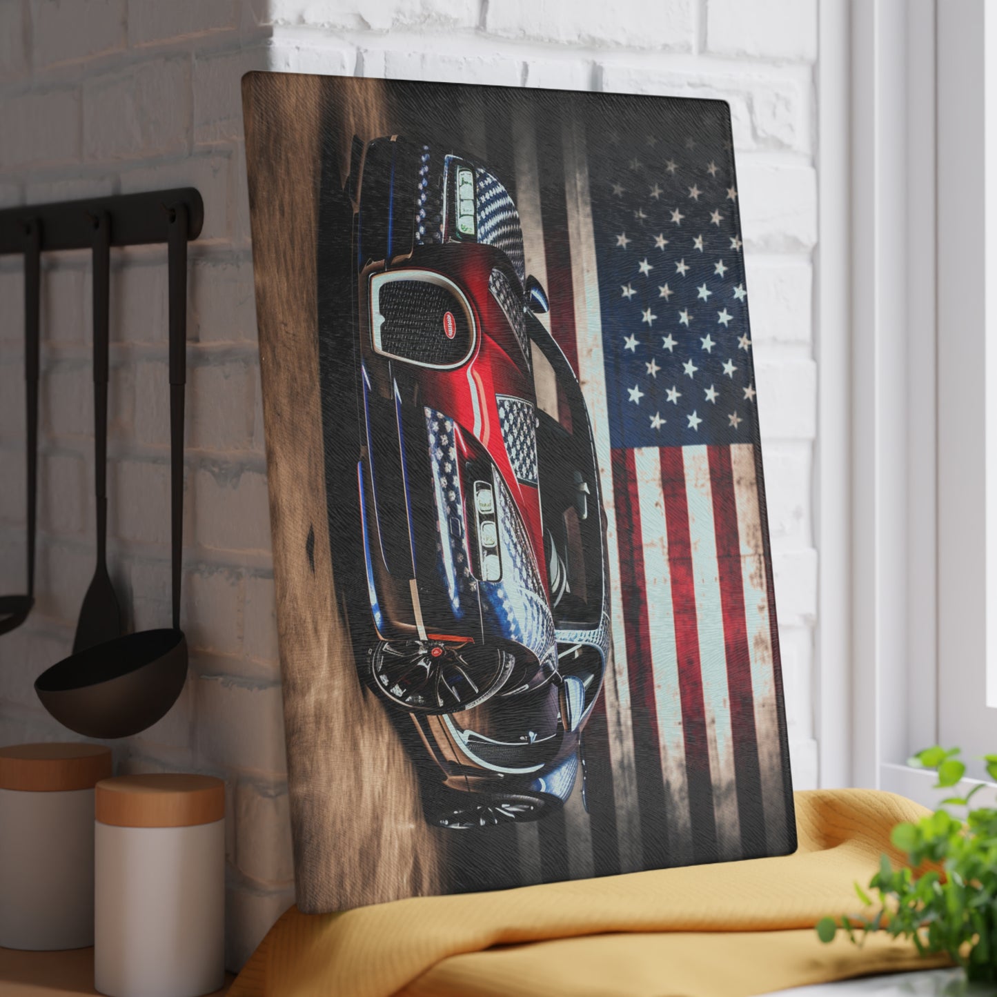 Glass Cutting Board Bugatti American Flag 1