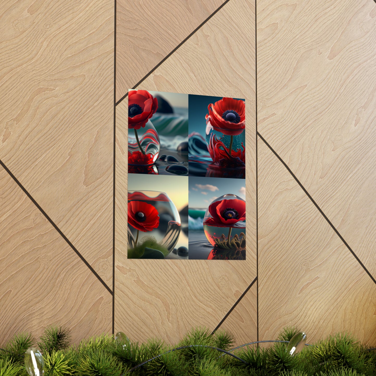 Premium Matte Vertical Posters Red Anemone in a Vase 5