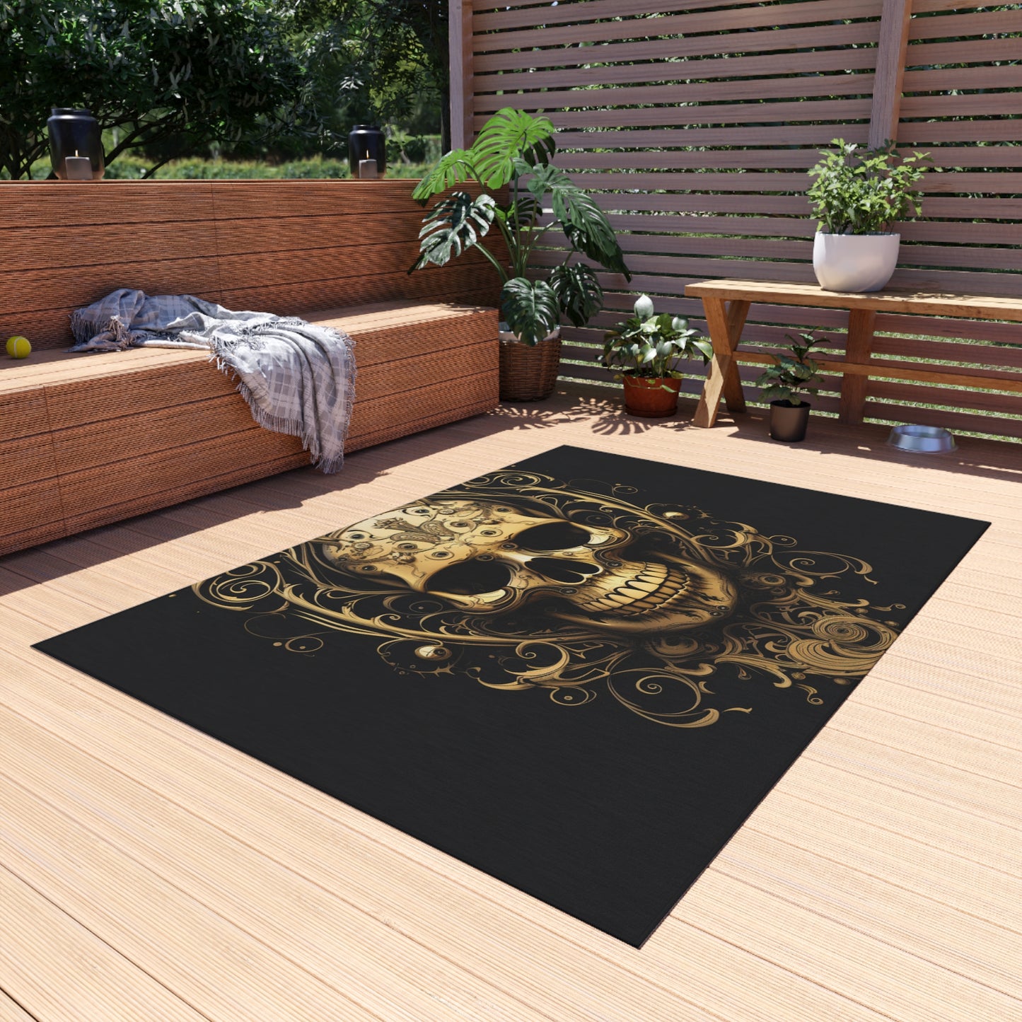 Outdoor Rug  Skull Treble Clef 3