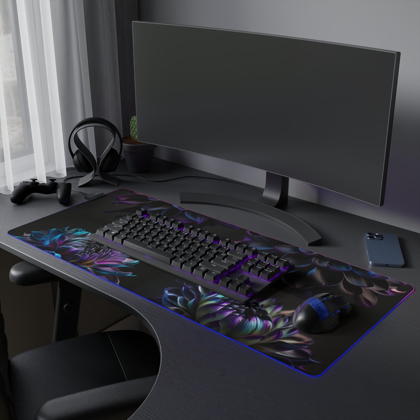 LED Gaming Mouse Pad Dahlia Purple 5