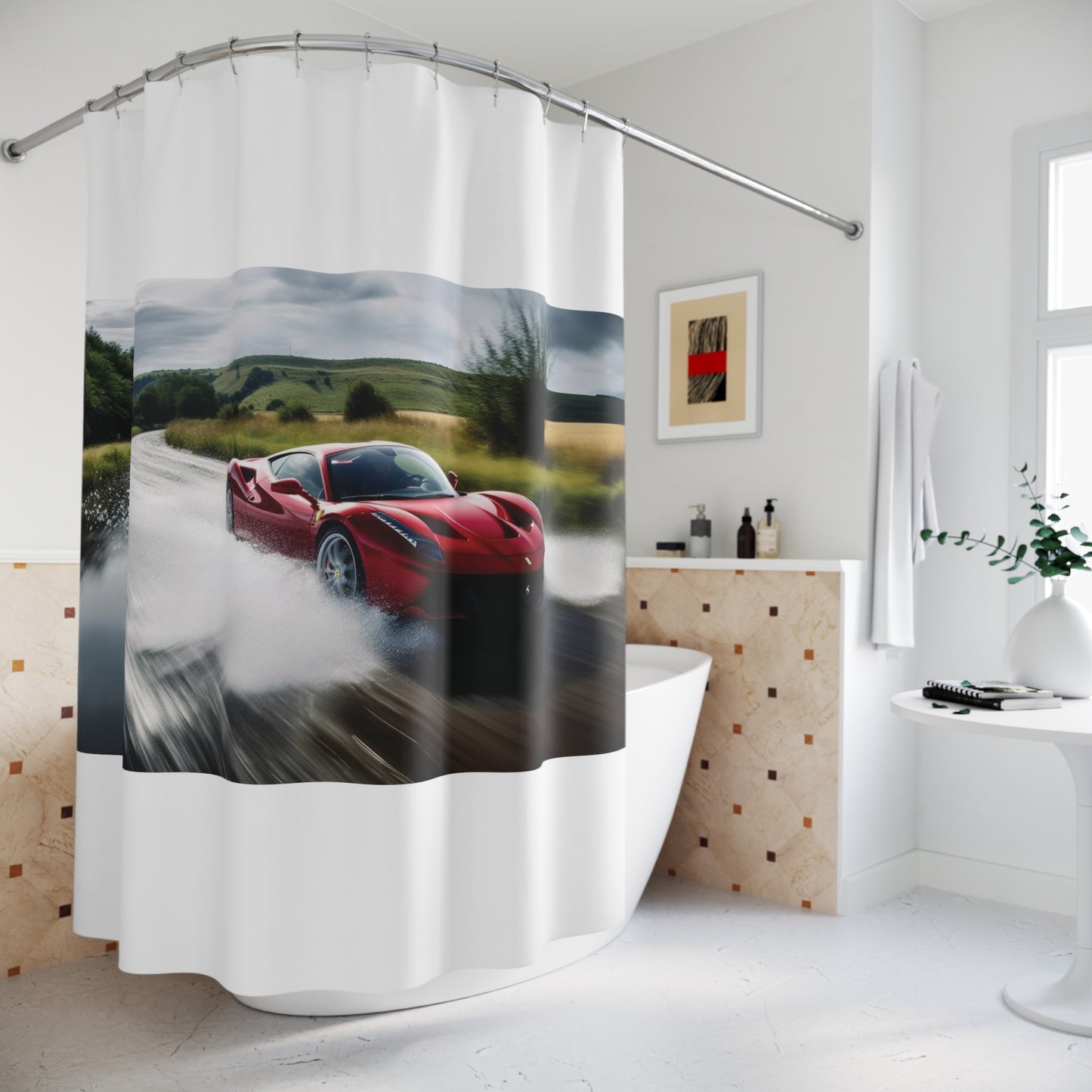 Polyester Shower Curtain Water Ferrari Splash 4