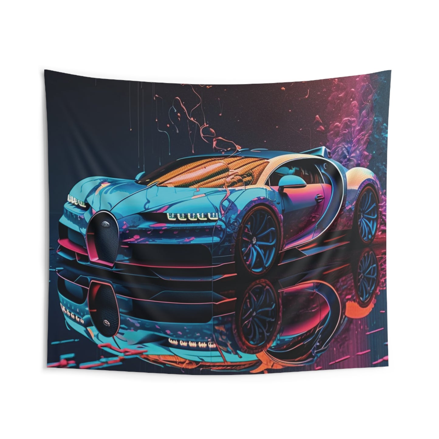 Indoor Wall Tapestries Bugatti Neon Chiron 4