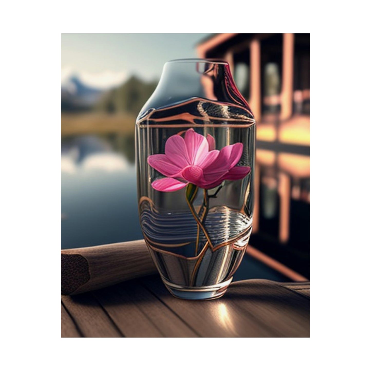 Premium Matte Vertical Posters Magnolia in a Glass vase 3