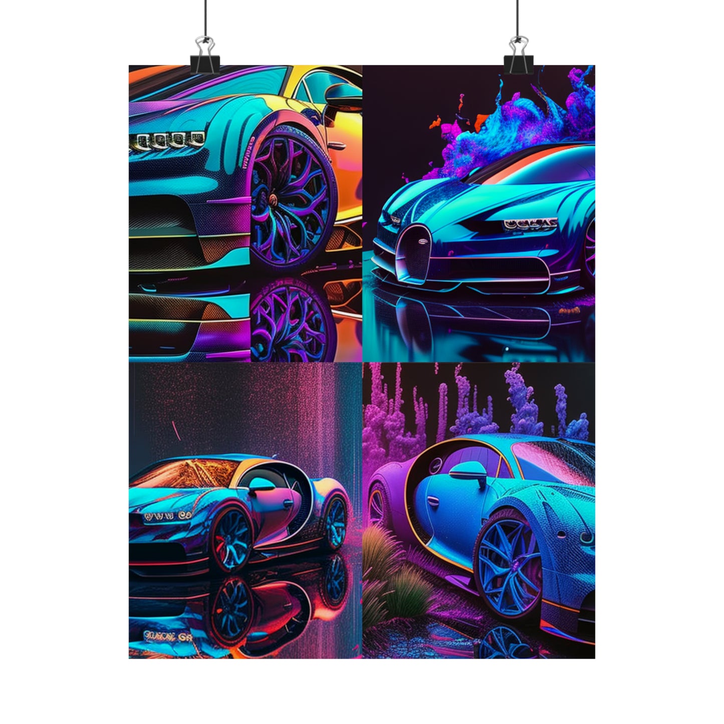 Premium Matte Vertical Posters Bugatti Neon Chiron 5