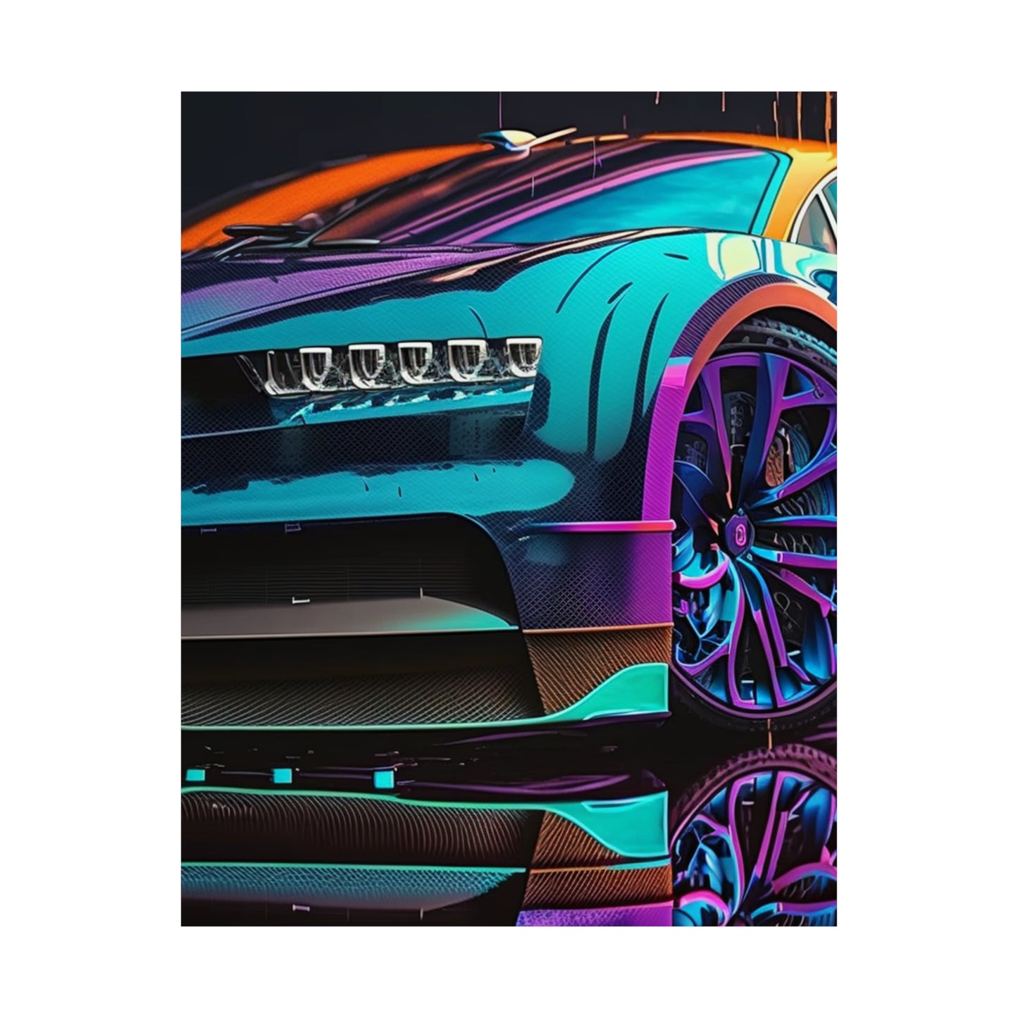 Premium Matte Vertical Posters Bugatti Neon Chiron 1