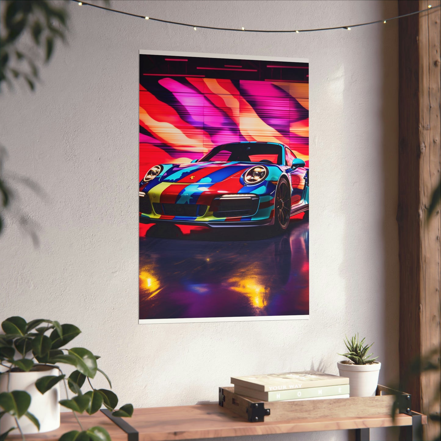 Premium Matte Vertical Posters Macro American Flag Porsche 1