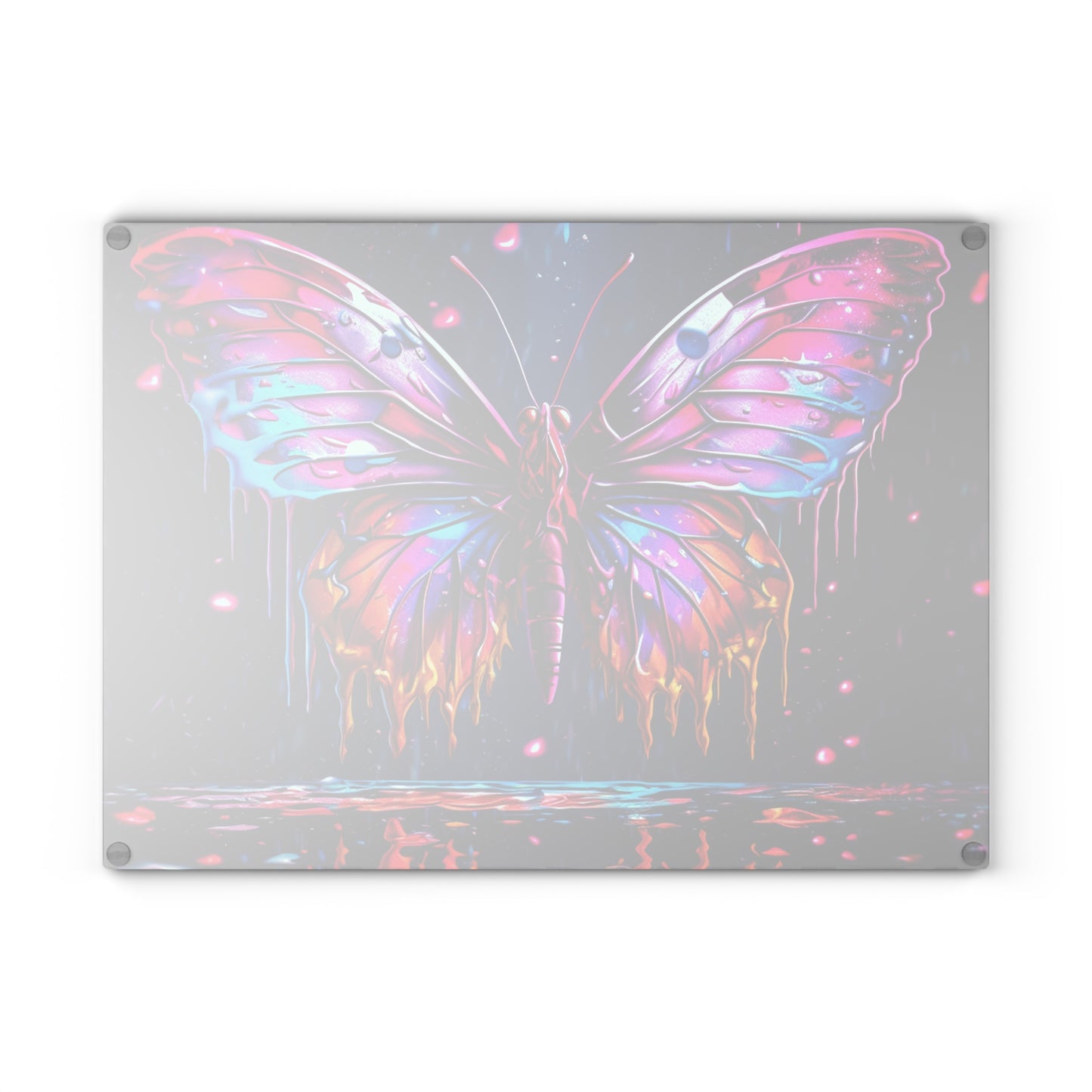 Glass Cutting Board Pink Butterfly Flair 2