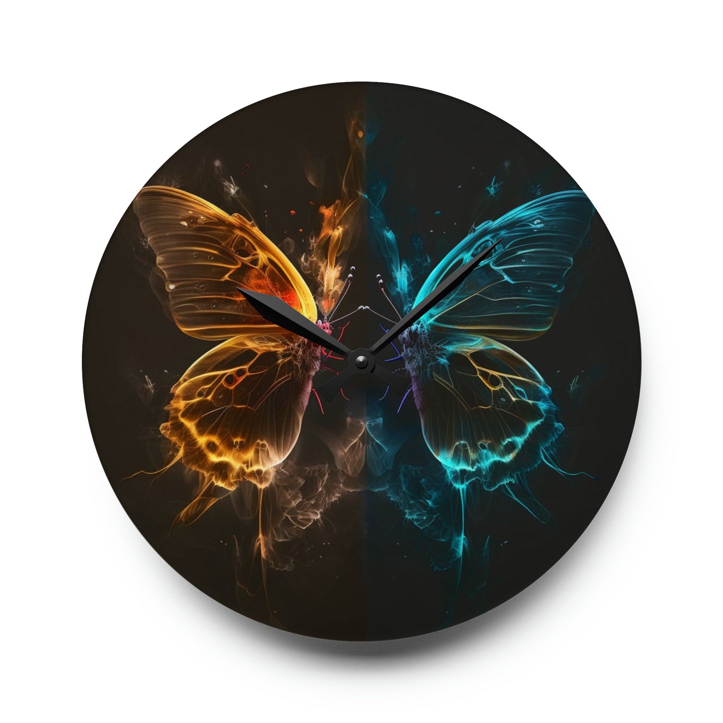 Acrylic Wall Clock Kiss Neon Butterfly 7