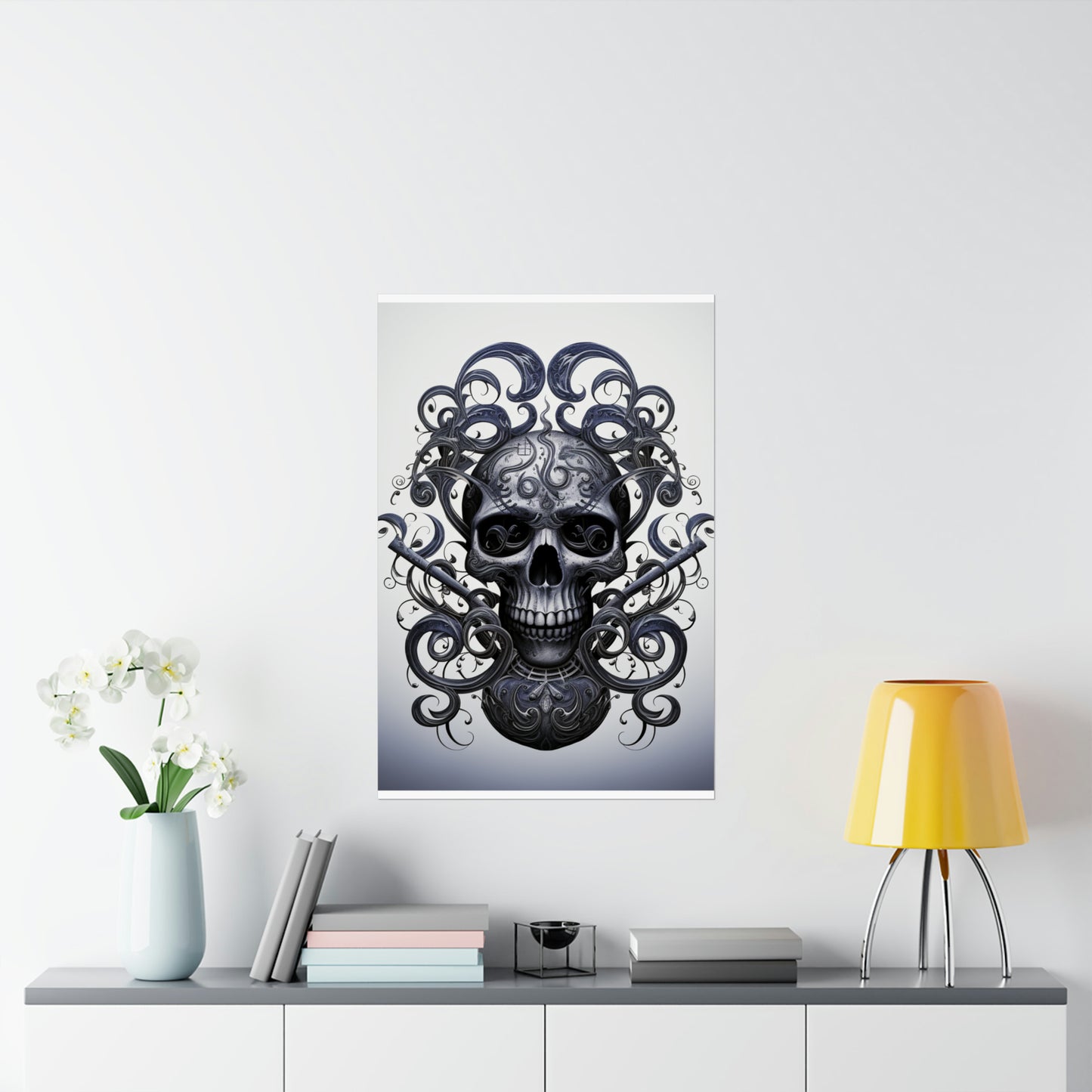 Premium Matte Vertical Posters Skull Treble Clef 1