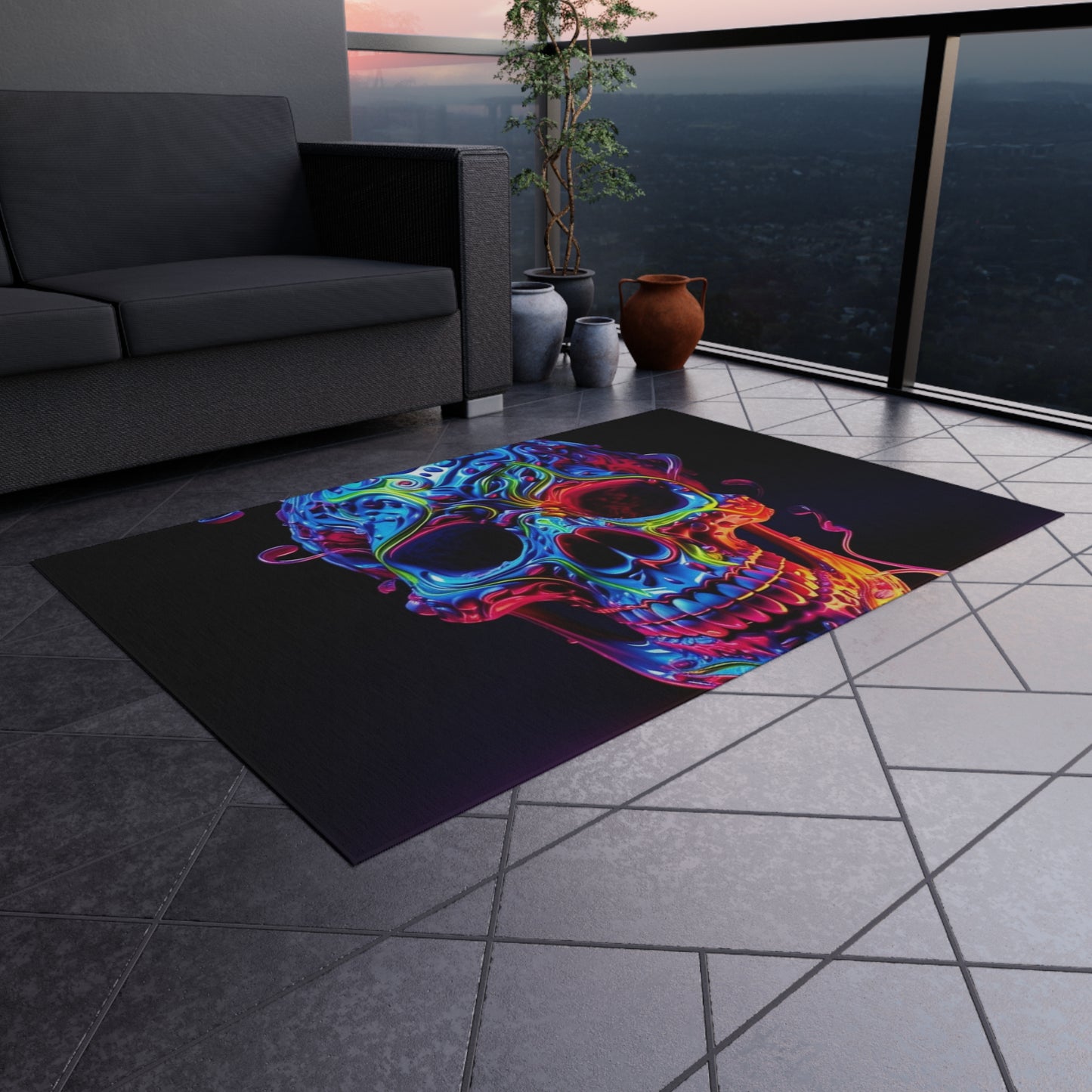 Outdoor Rug  Macro Skull Color 3