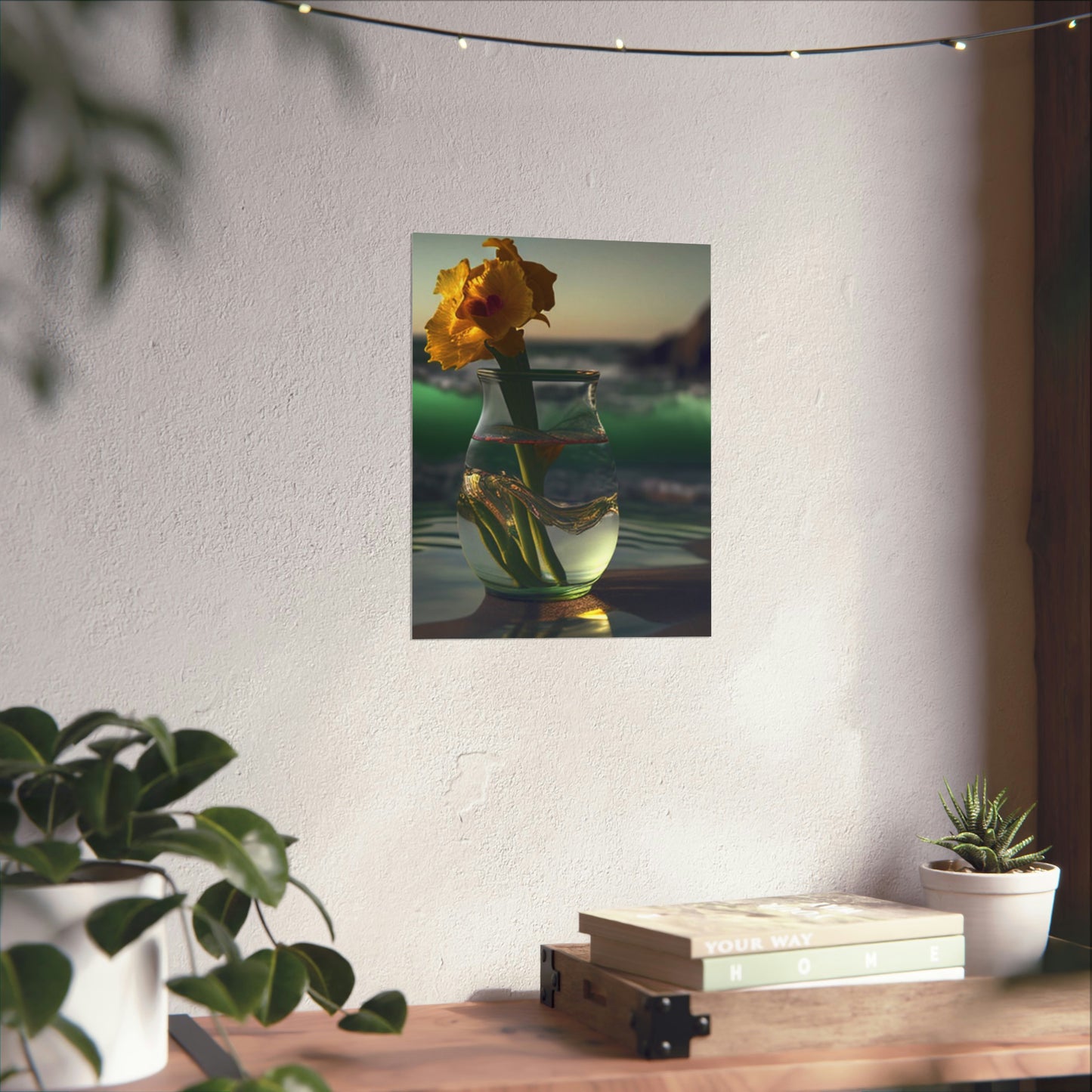 Premium Matte Vertical Posters Yellow Gladiolus glass 1