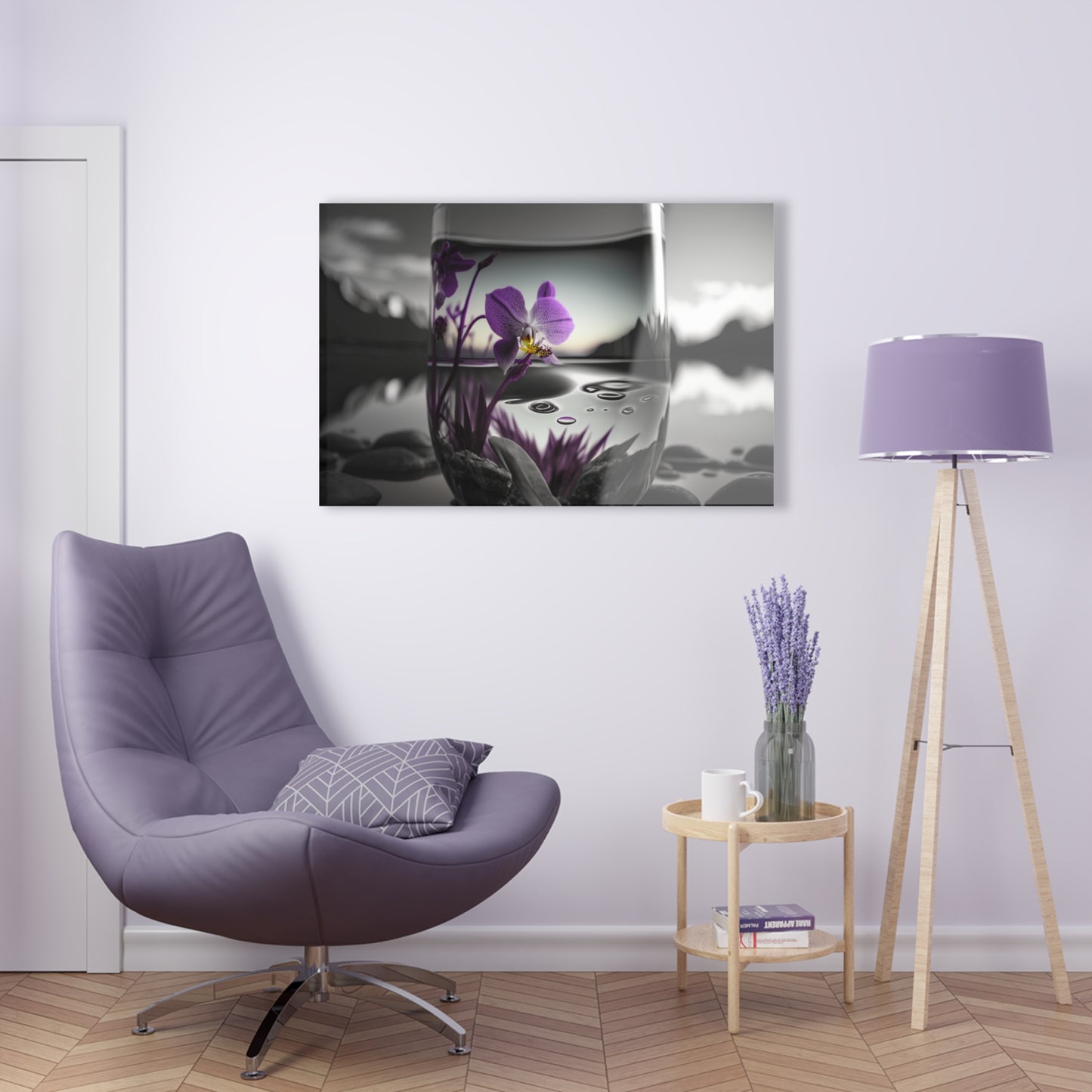 Acrylic Prints Purple Orchid Glass vase 2