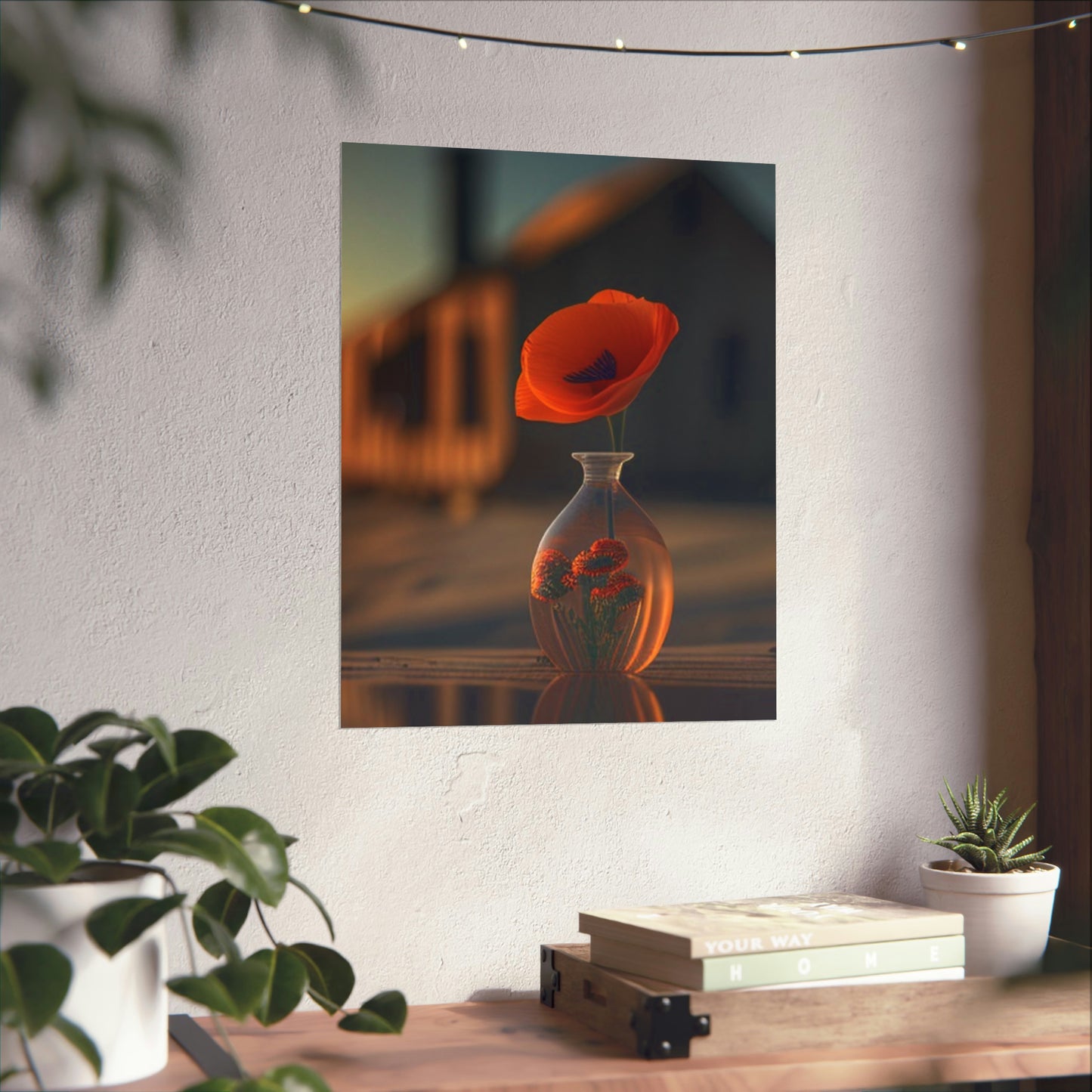 Premium Matte Vertical Posters Orange Poppy in a Vase 3