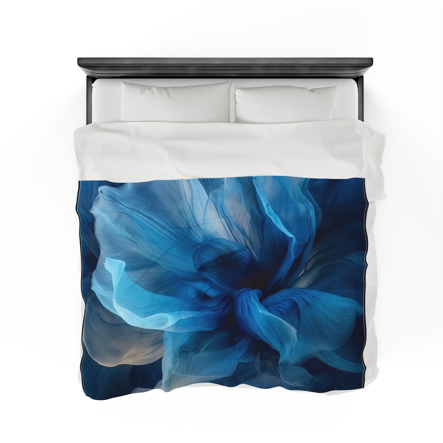 Velveteen Plush Blanket Blue Tluip Abstract 2