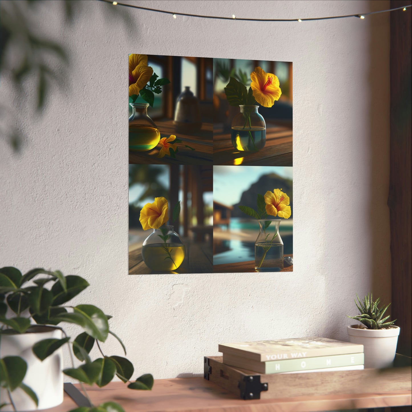 Premium Matte Vertical Posters Yellow Hibiscus Wood 5