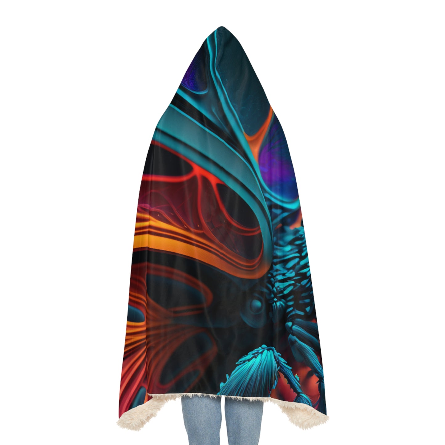 Snuggle Hooded Blanket Neon Butterfly Macro 4