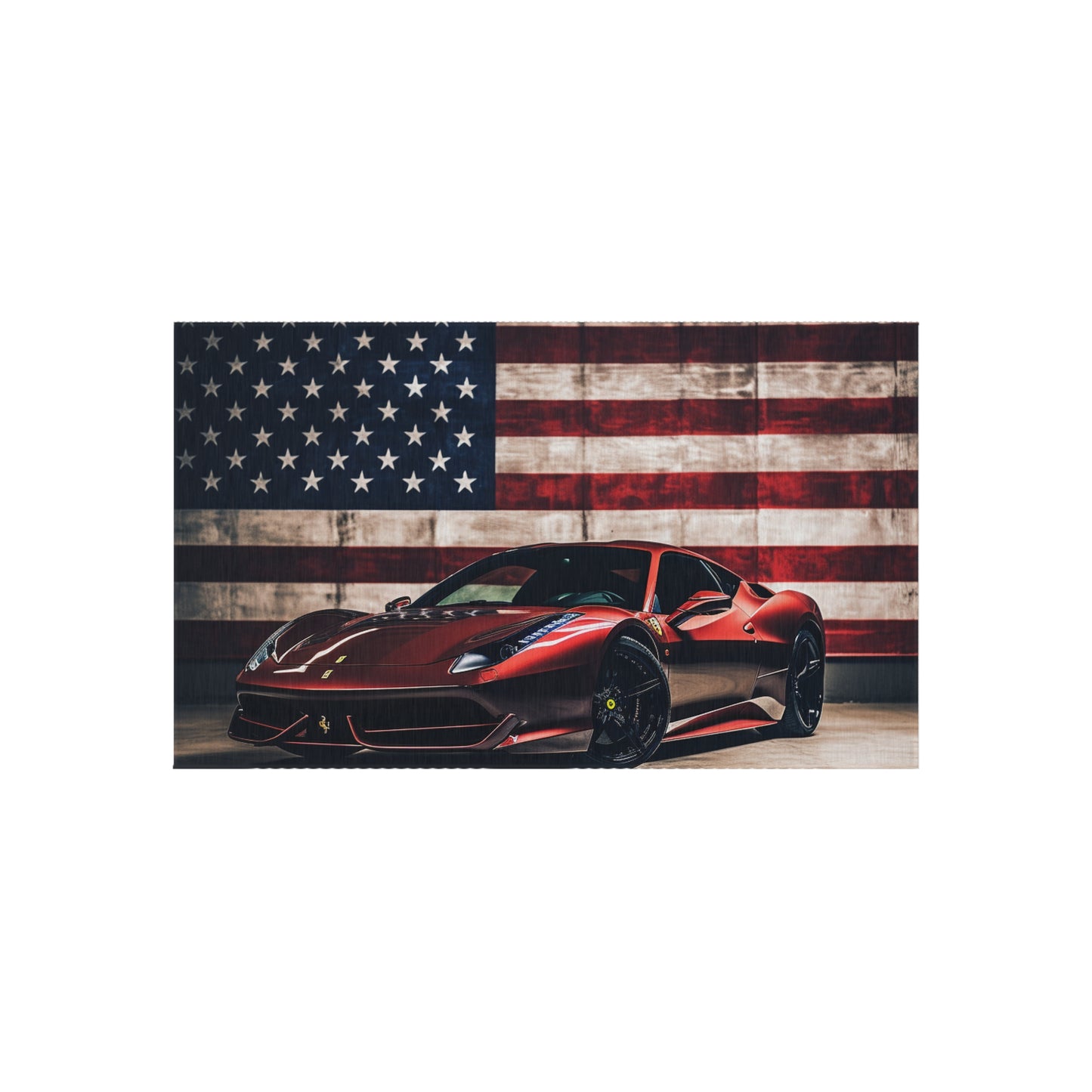 Outdoor Rug  American Flag Background Ferrari 4