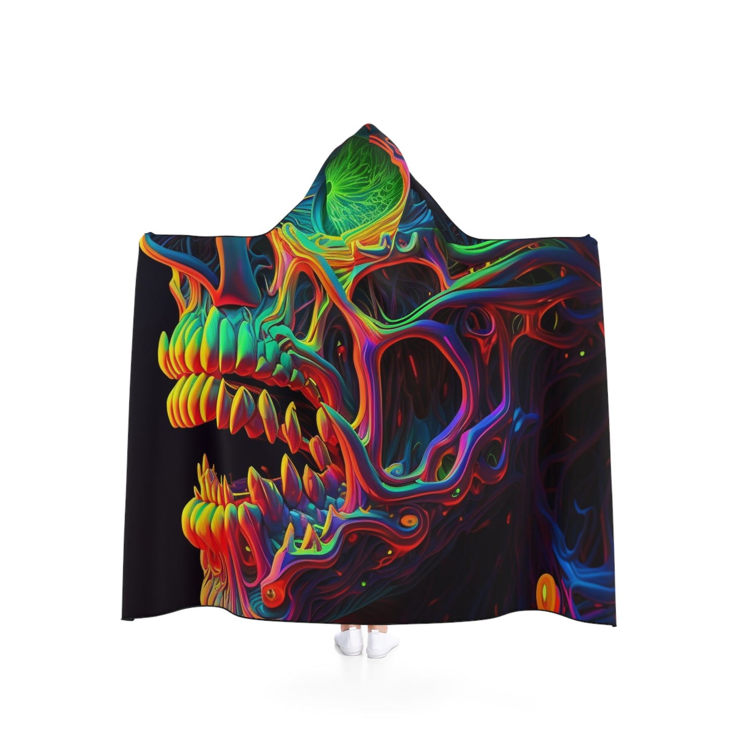 Hooded Blanket Florescent Skull Death 1