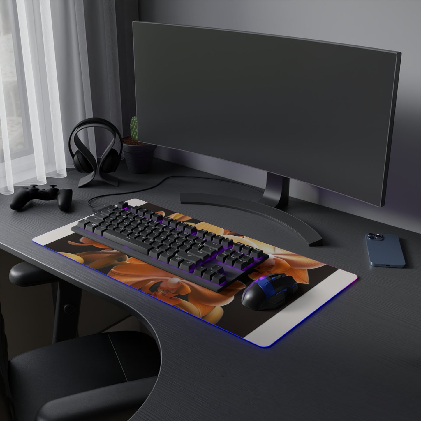 LED Gaming Mouse Pad orchid pedals 1