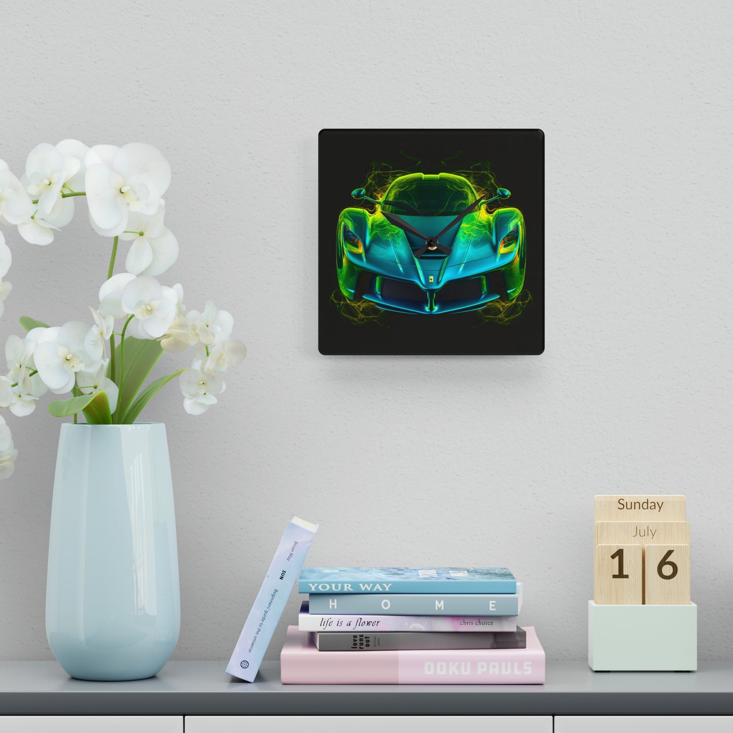 Acrylic Wall Clock Ferrari Neon 2