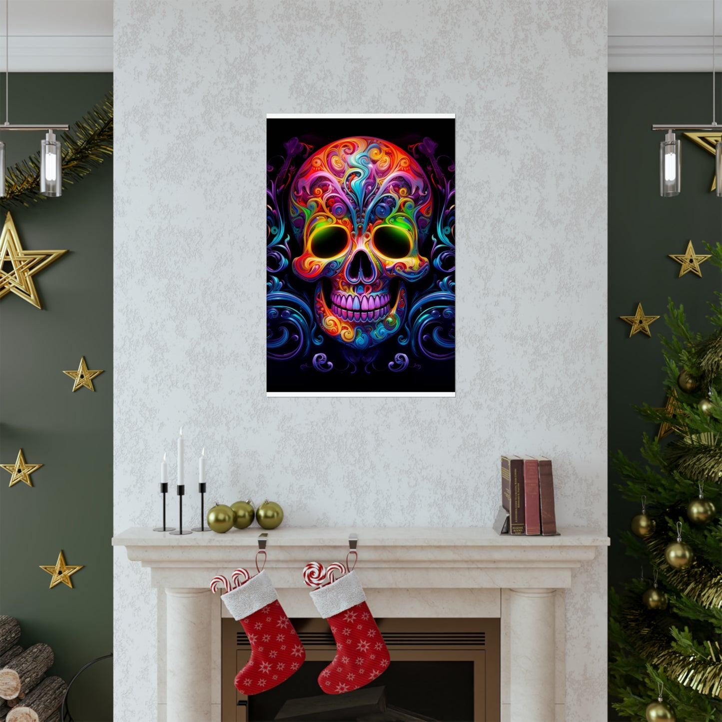 Premium Matte Vertical Posters Macro Skull Color 2