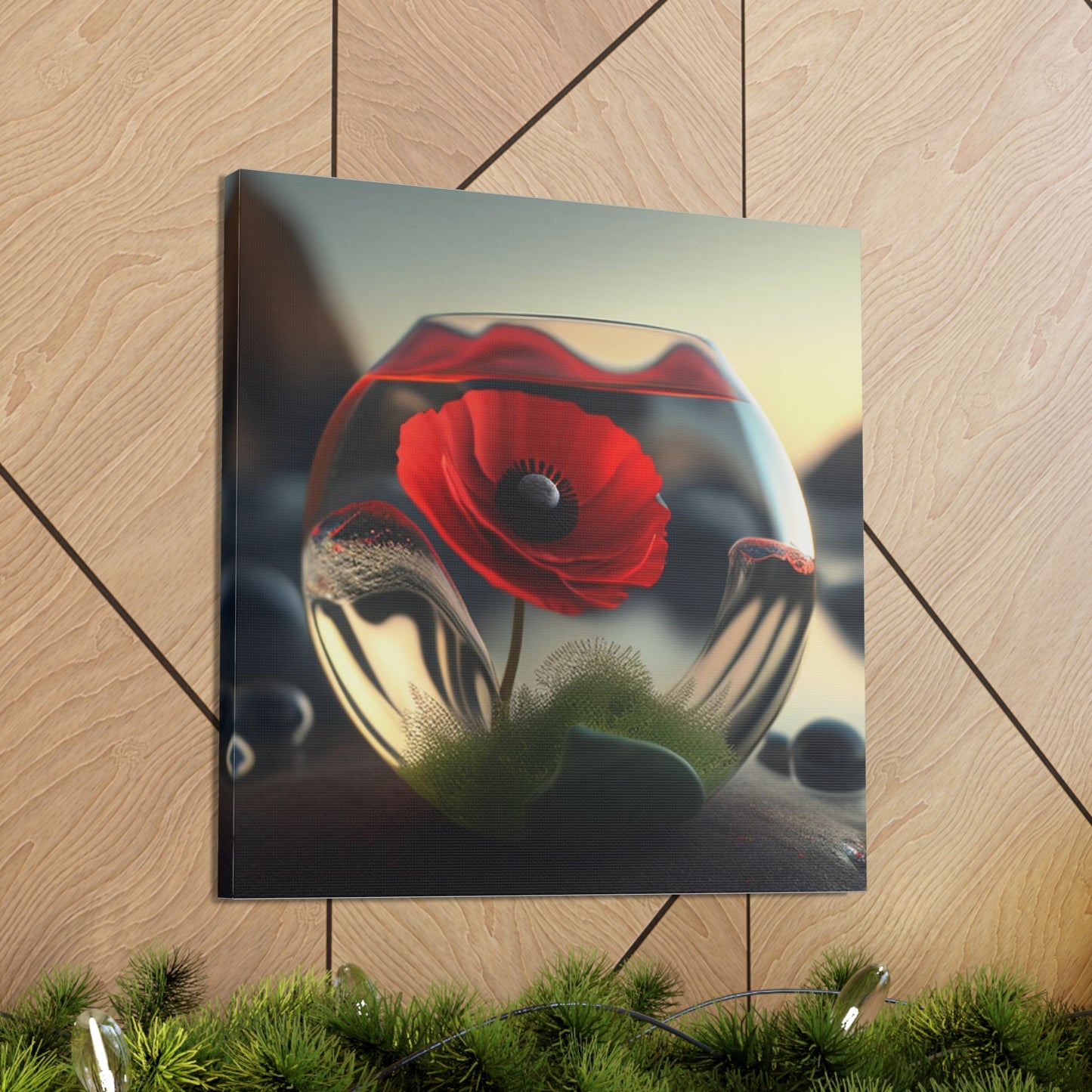 Canvas Gallery Wraps Red Anemone in a Vase 3