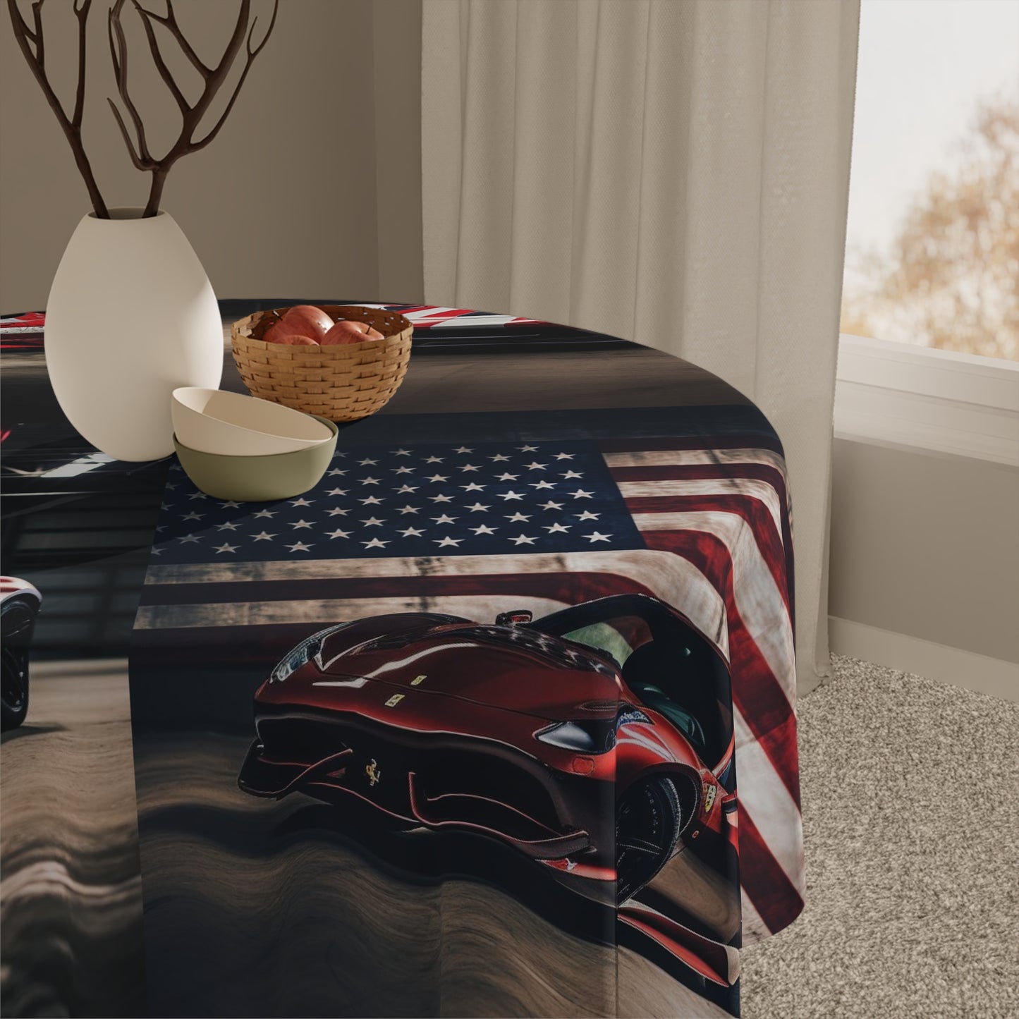 Tablecloth American Flag Background Ferrari 5