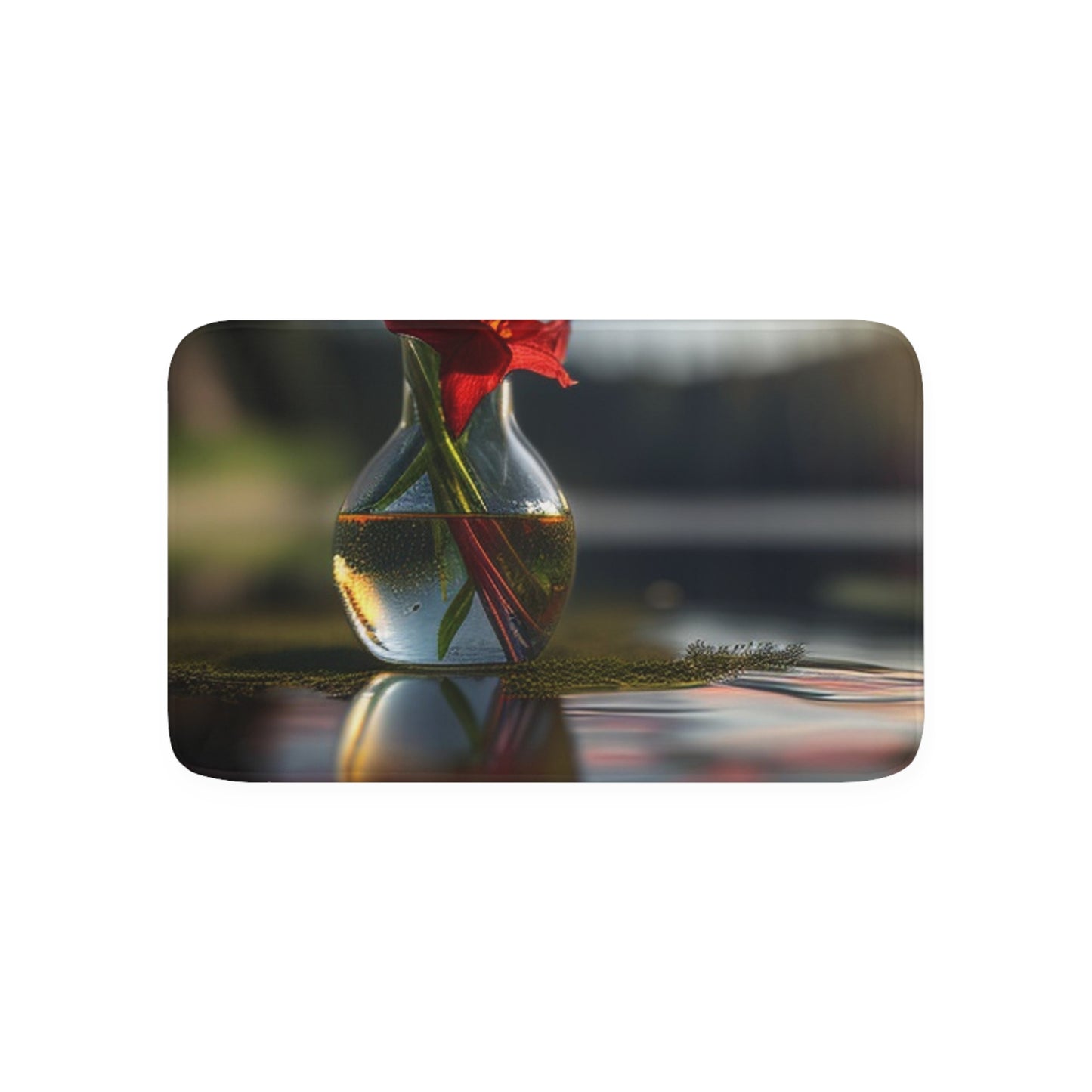Memory Foam Bath Mat Red Lily in a Glass vase 3