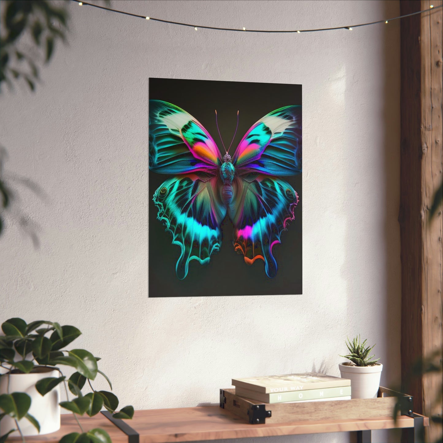 Premium Matte Vertical Posters Neon Butterfly Fusion 4