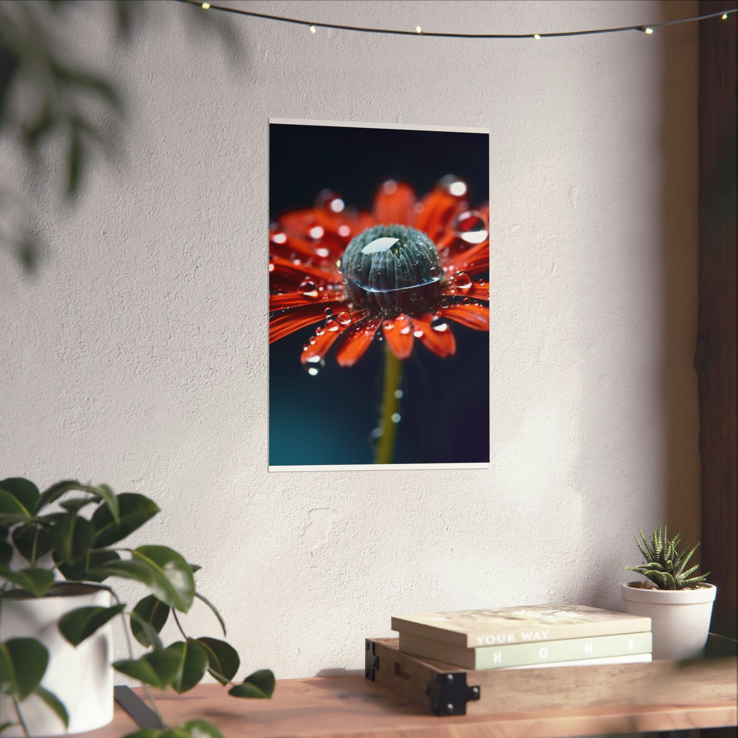 Premium Matte Vertical Posters Water drop Macro Flower 1