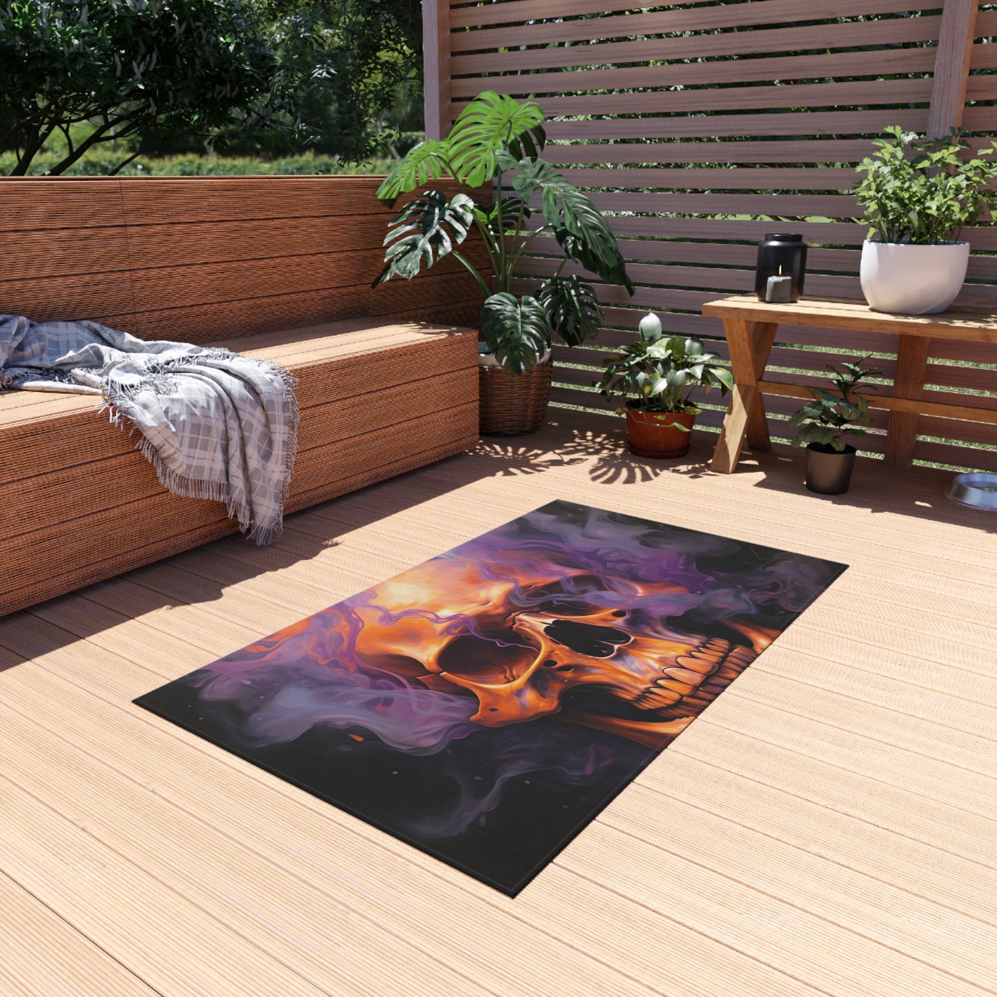 Outdoor Rug  Skull Flames 4