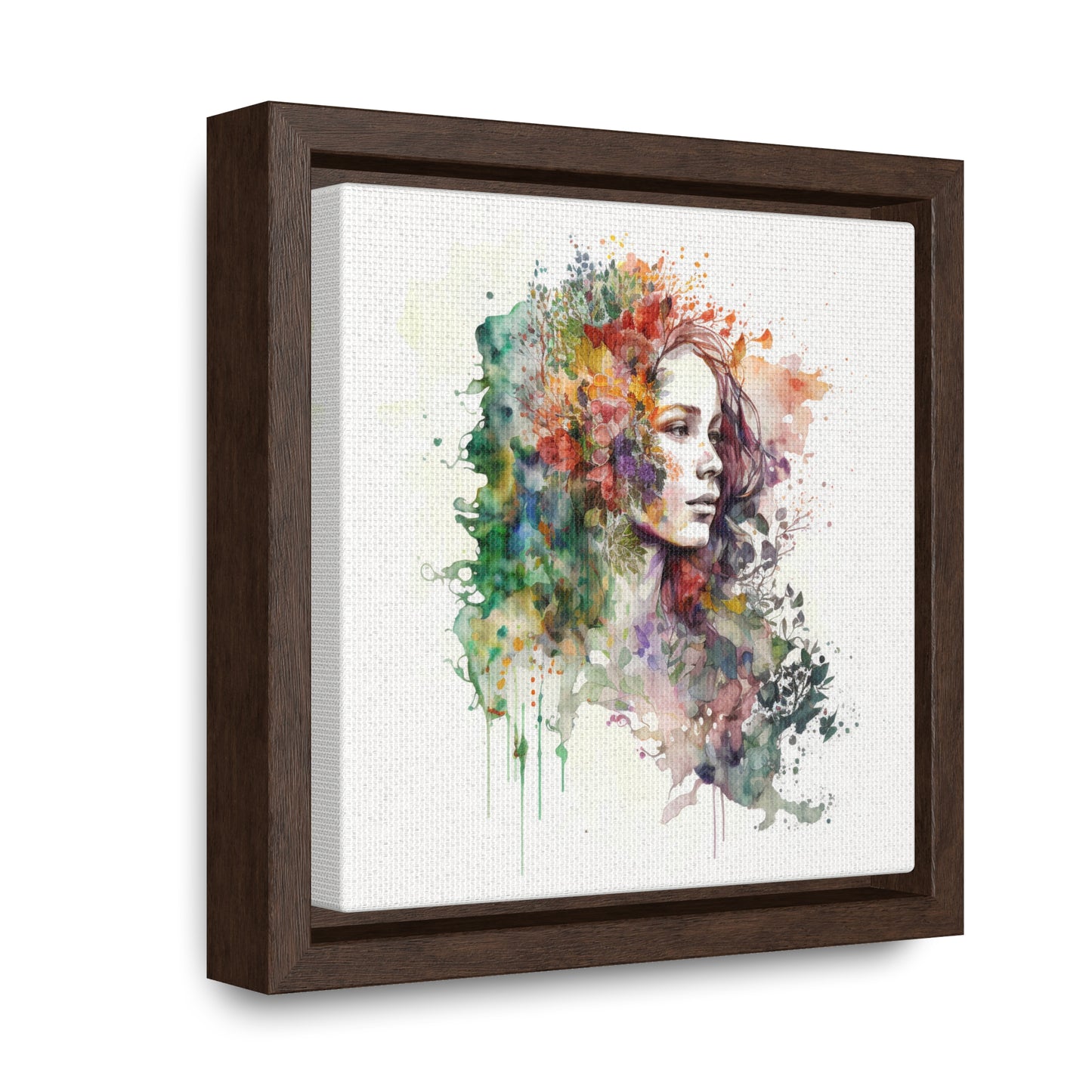 Gallery Canvas Wraps, Square Frame Mother Nature Bright Spring Colors Realistic Watercolor 3