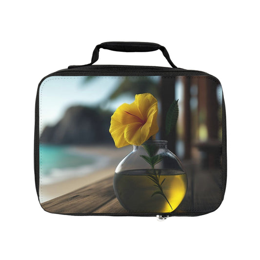 Lunch Bag Yellow Hibiscus Wood 3