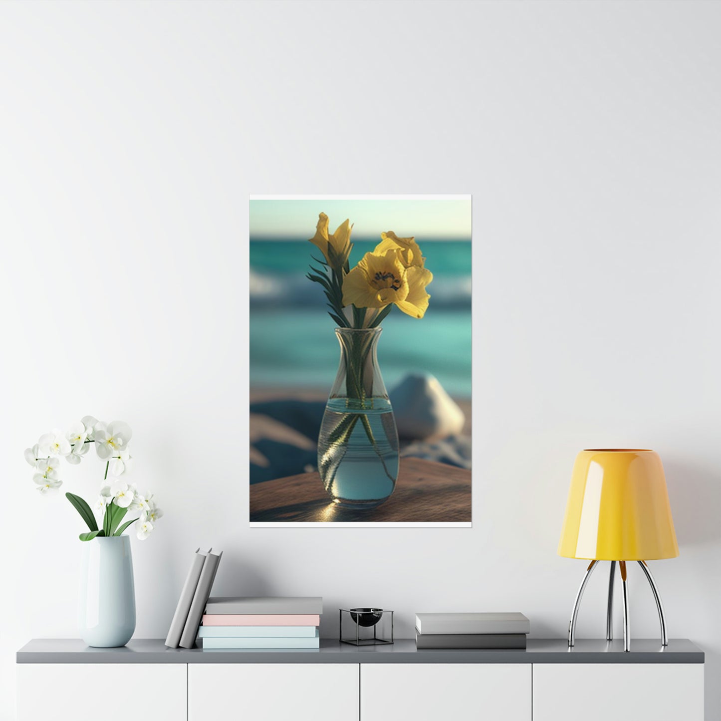 Premium Matte Vertical Posters Yellow Gladiolus glass 4