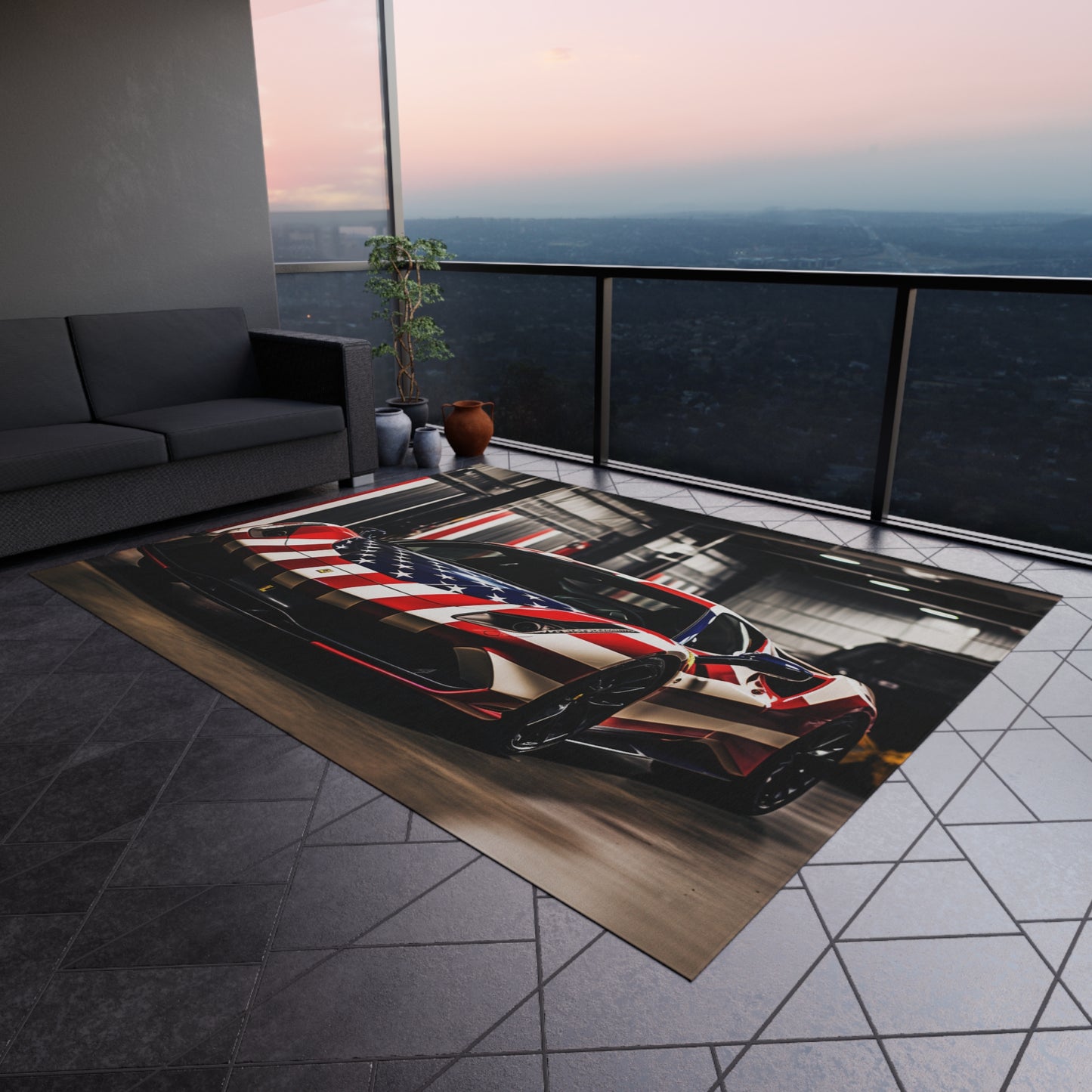 Outdoor Rug  American Flag Farrari 3