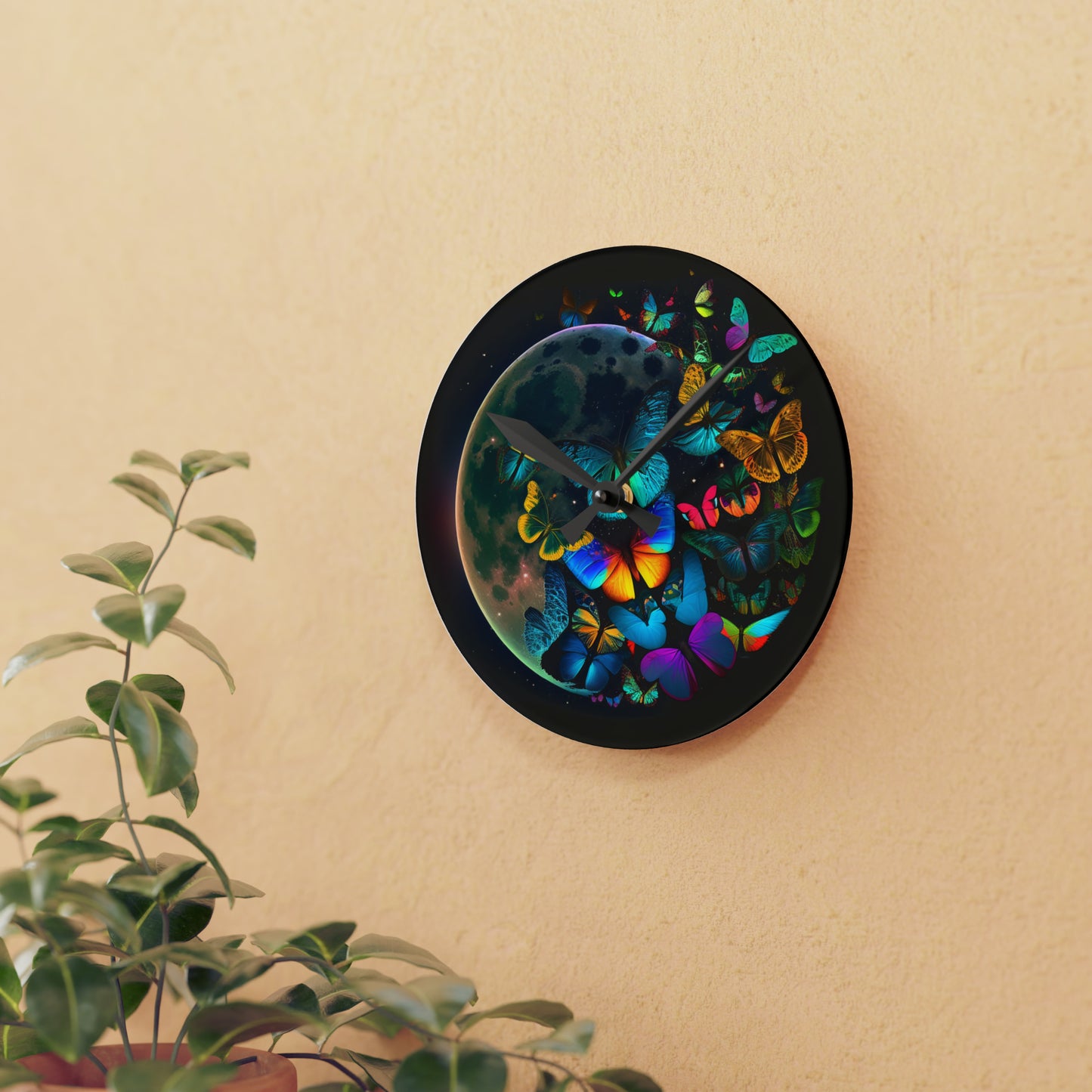 Acrylic Wall Clock Moon Butterfly 2