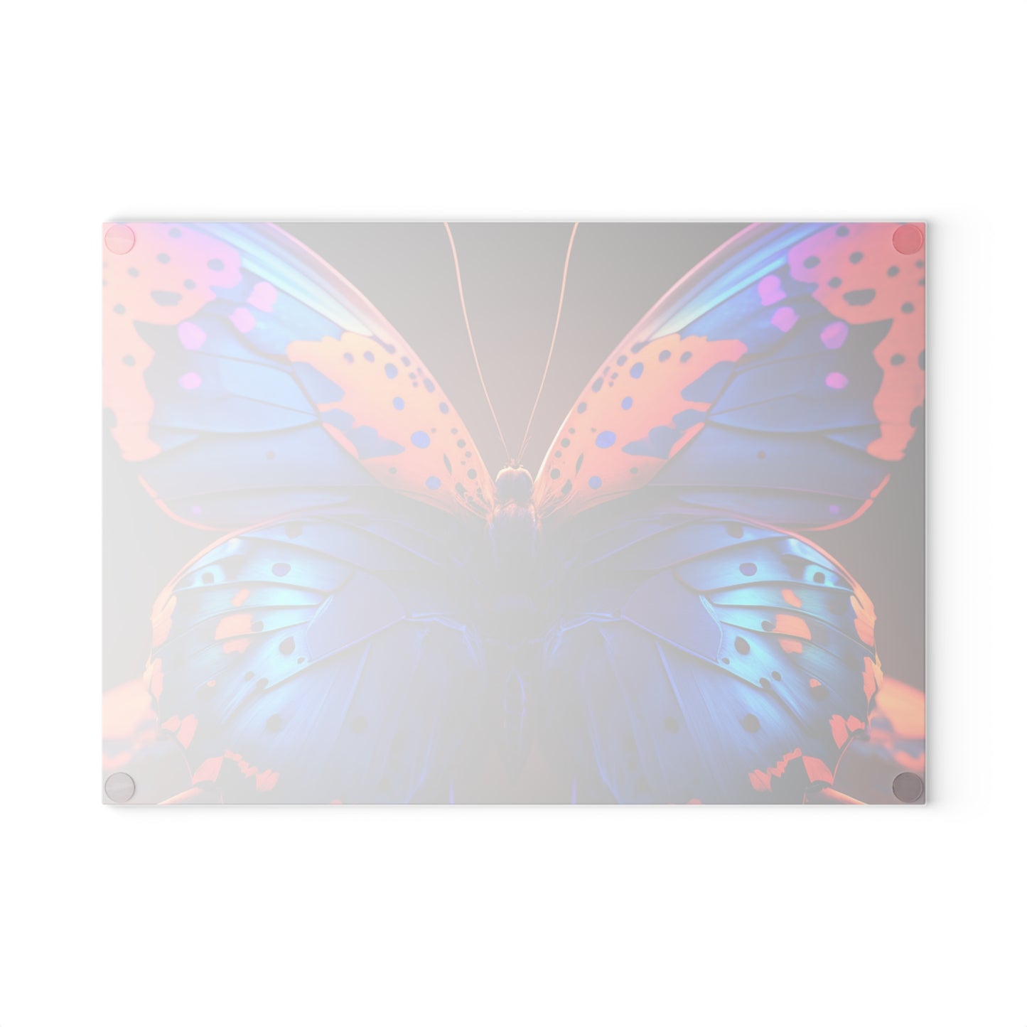 Glass Cutting Board Neon Butterfly Macro 3