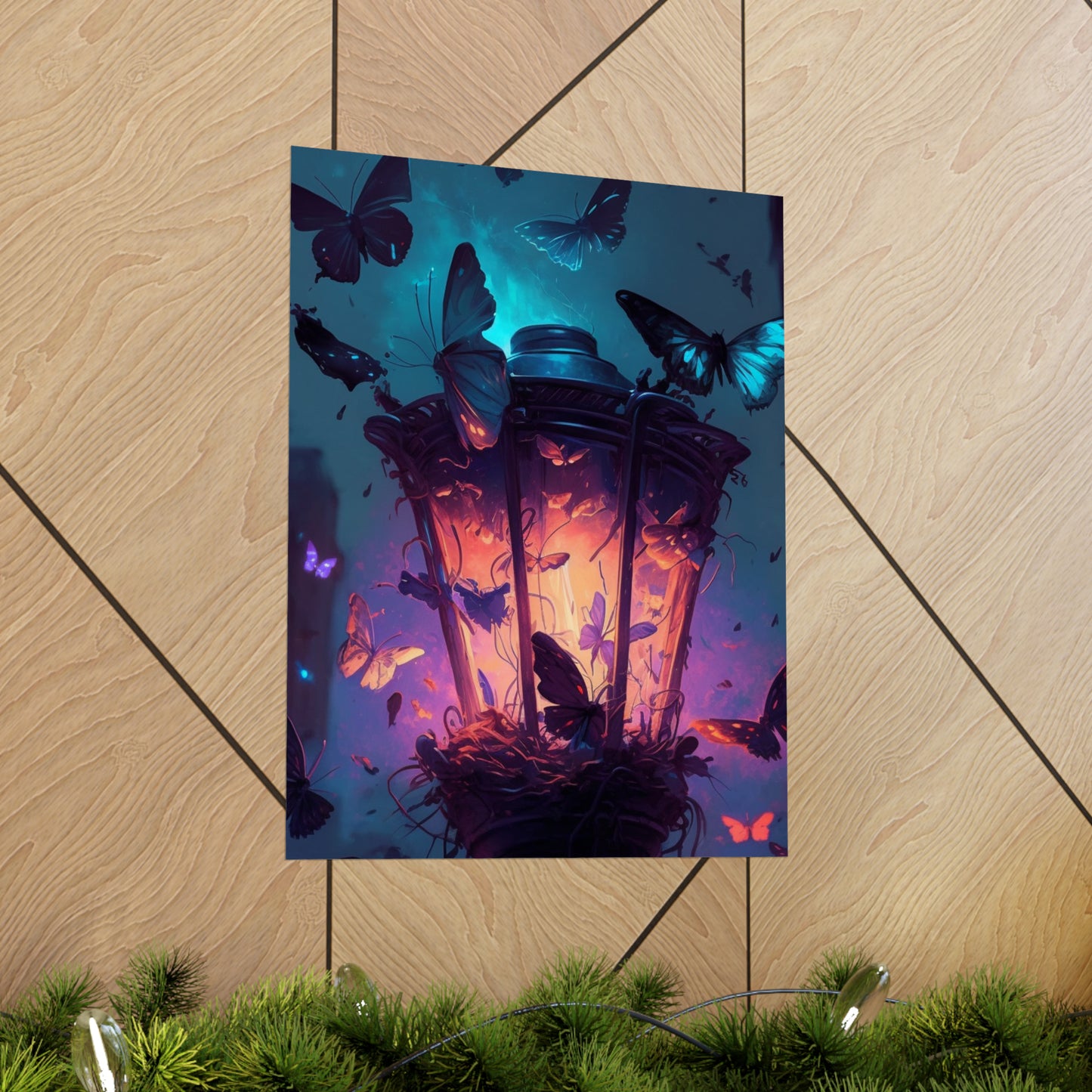 Premium Matte Vertical Posters Street Light Butterfly 3