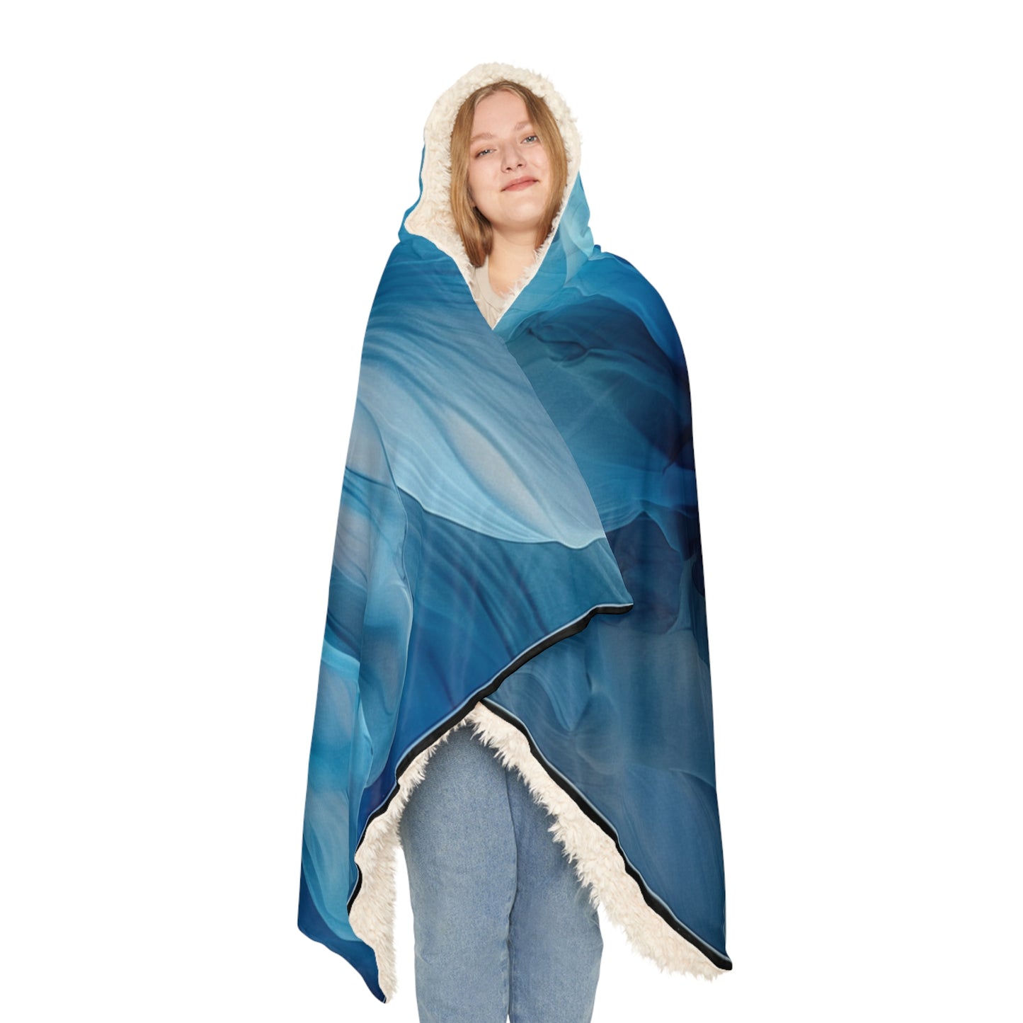 Snuggle Hooded Blanket Blue Tluip Abstract 2