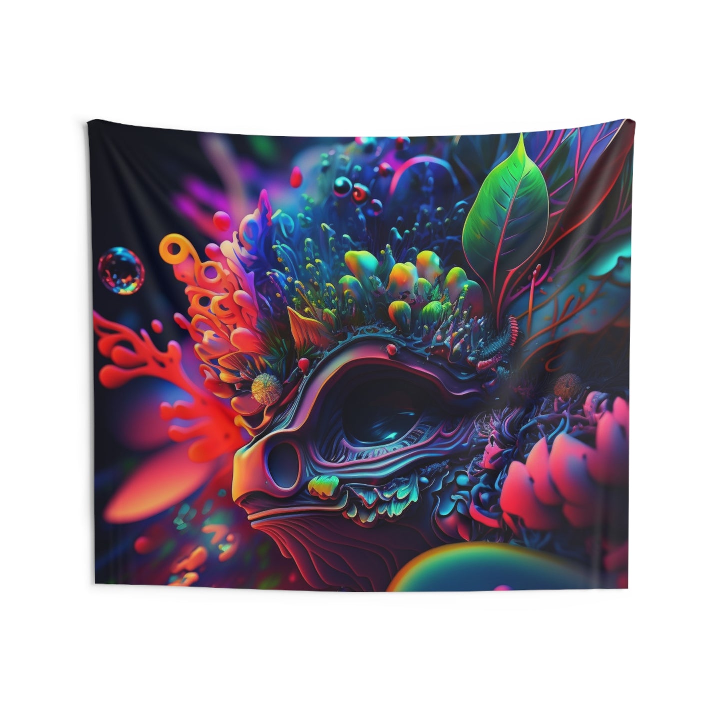 Indoor Wall Tapestries Florescent Skull Death 2