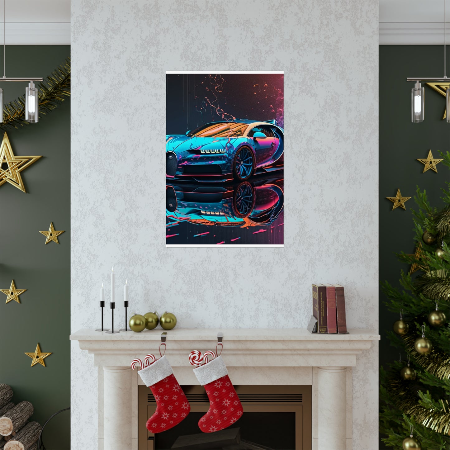 Premium Matte Vertical Posters Bugatti Neon Chiron 4