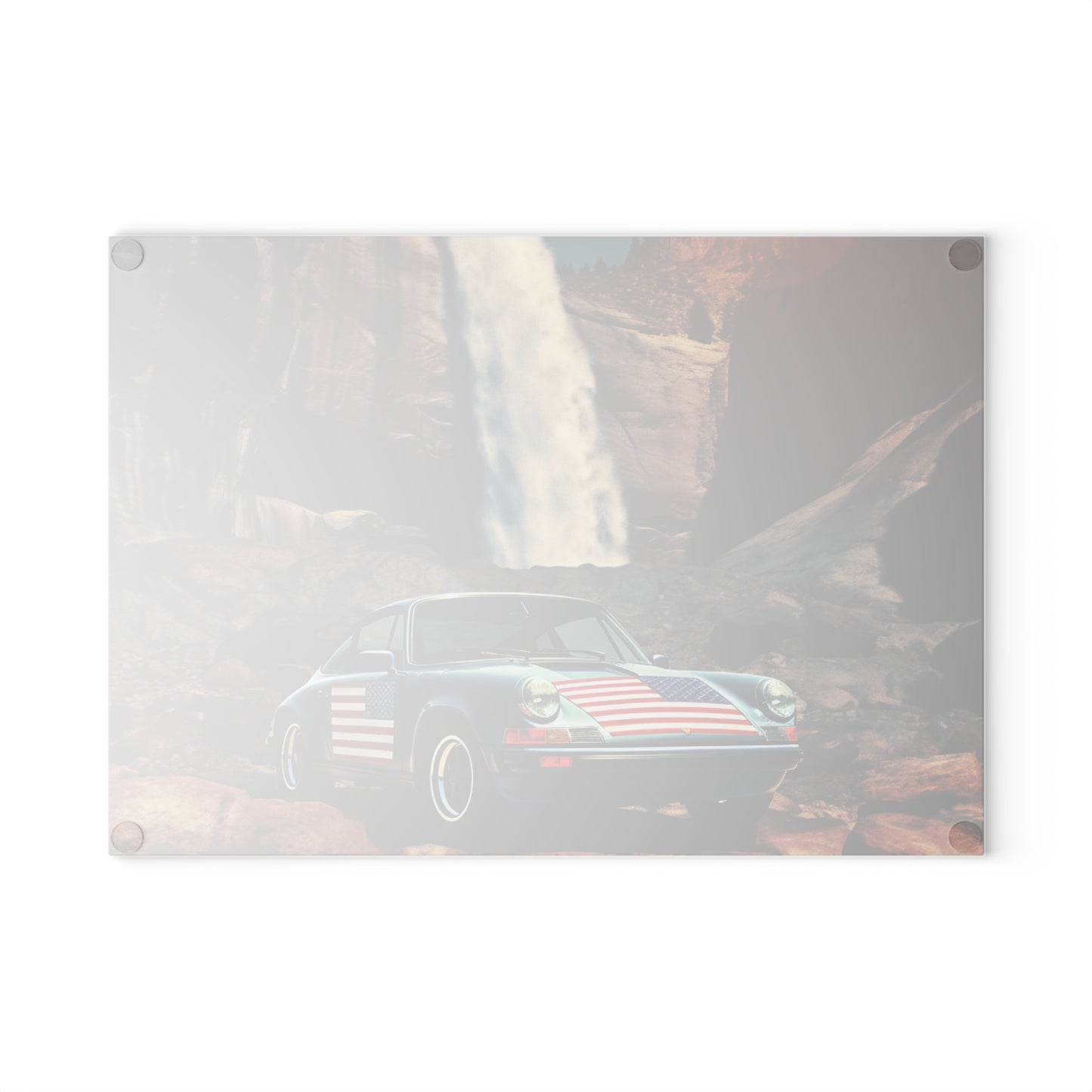 Glass Cutting Board American Flag Porsche Abstract 2