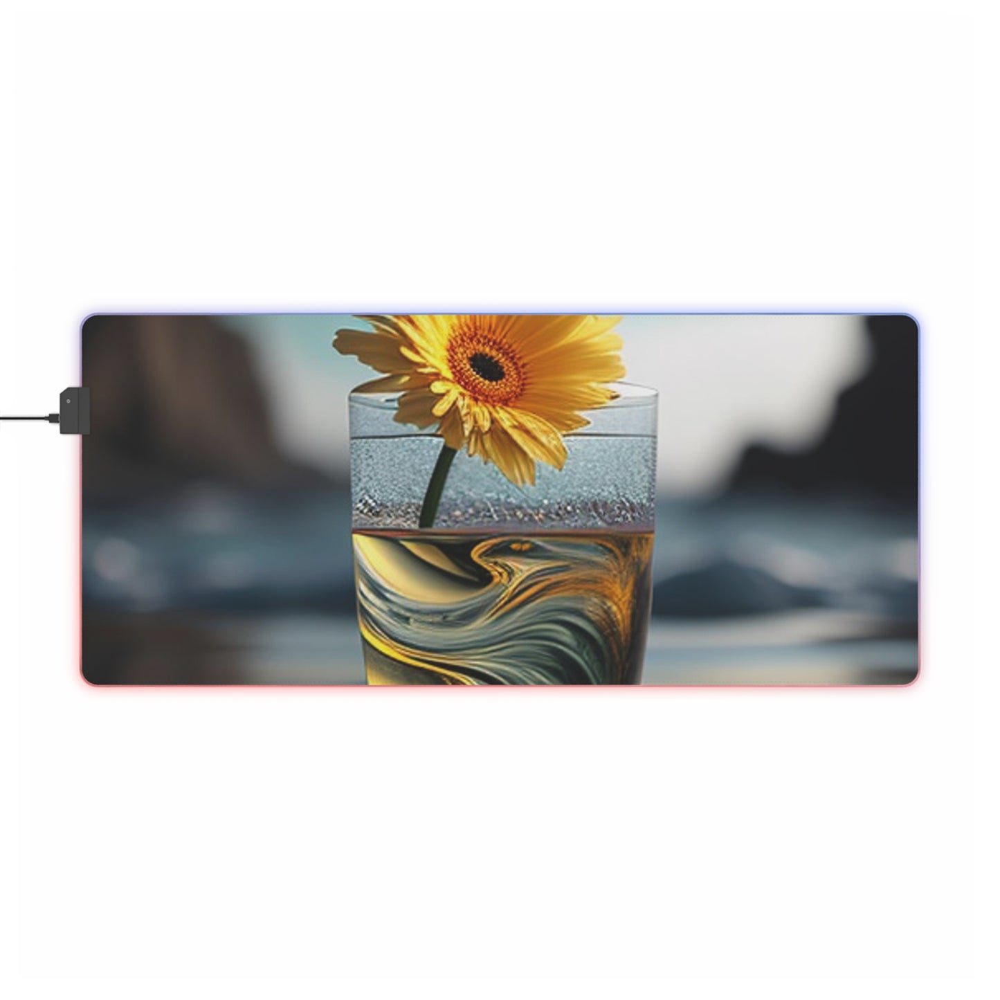 LED Gaming Mouse Pad yello Gerbera glass 2