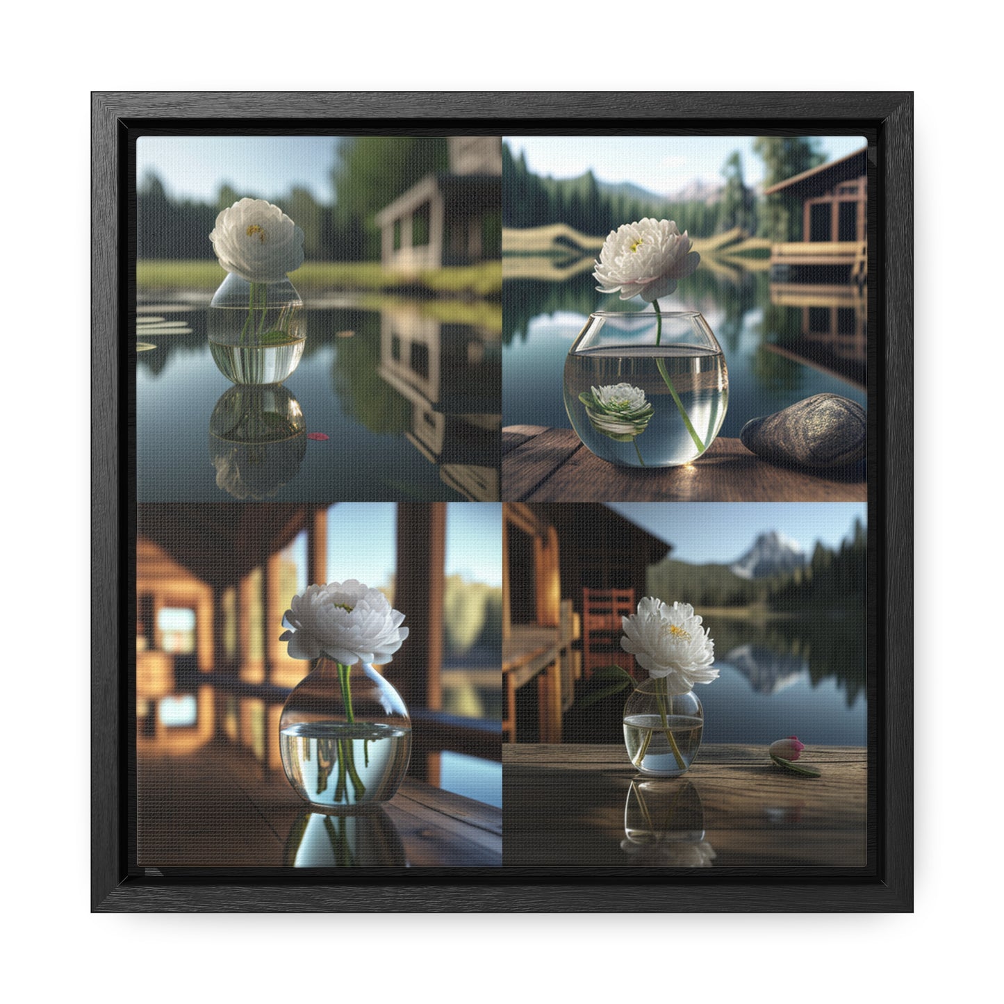 Gallery Canvas Wraps, Square Frame White Peony glass vase 5